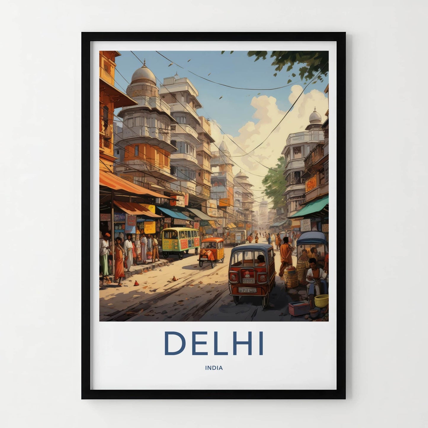 Delhi Poster - India Framed Print - Delhi Bustling Market Lounge Decor