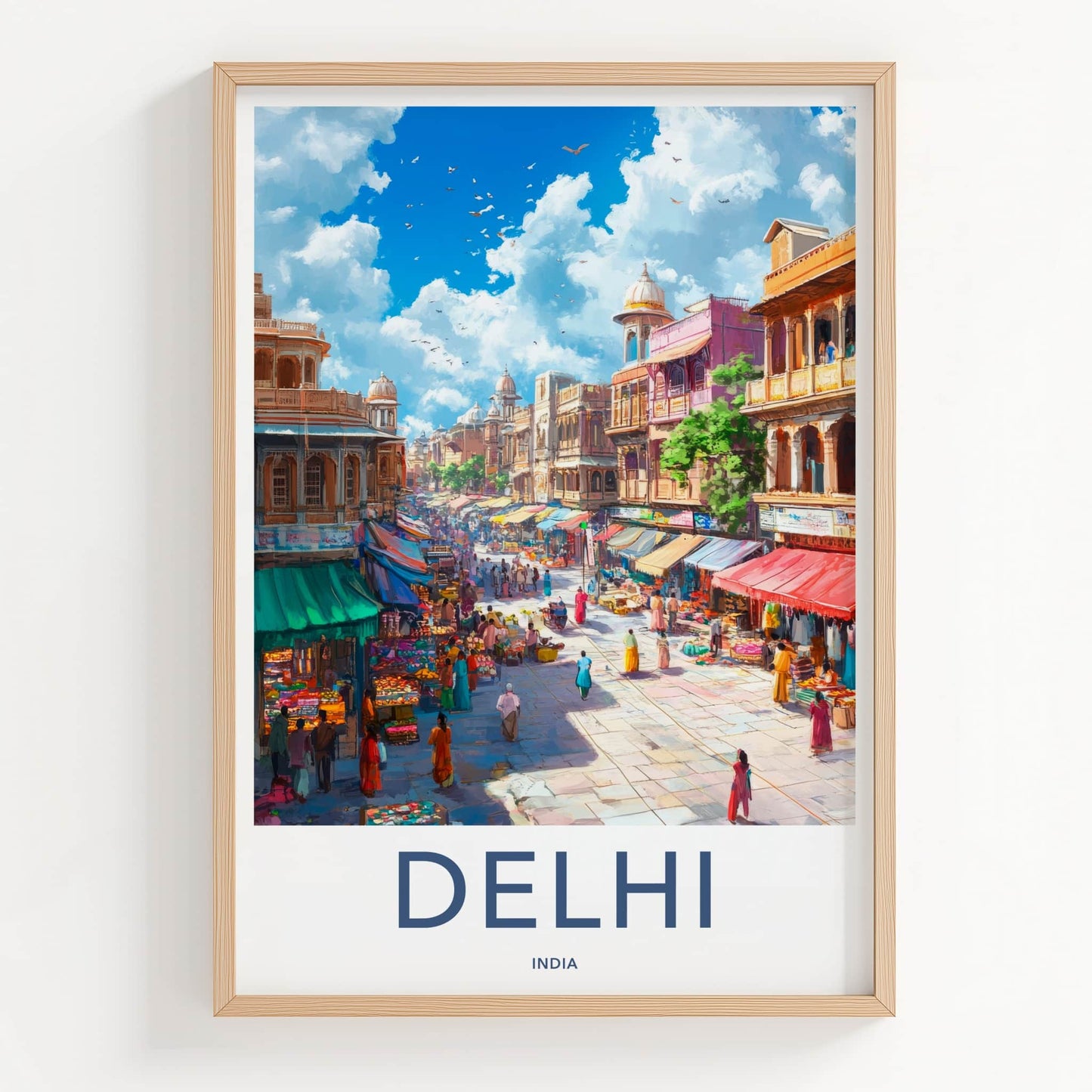 Delhi Poster - India Framed Print - Delhi Busy Market Framed Decor