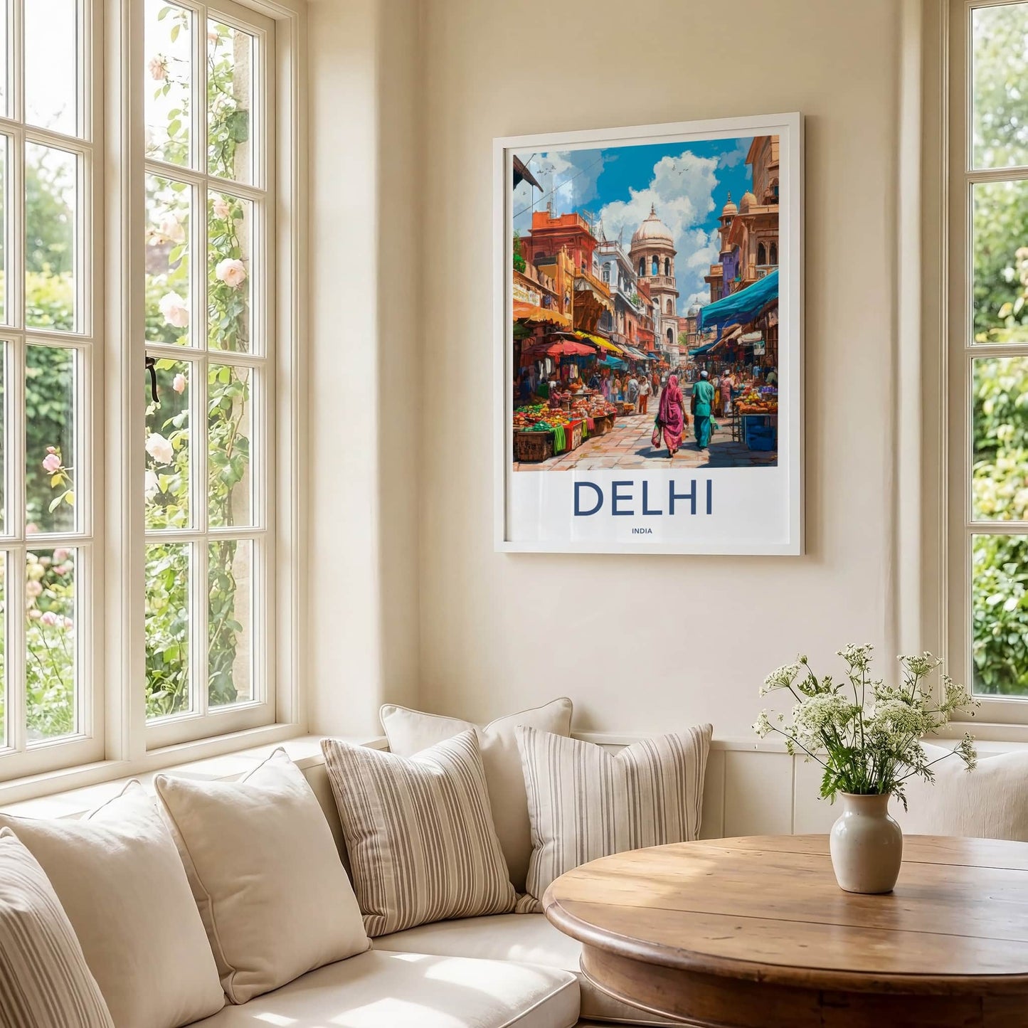 Delhi Poster - India Framed Print - Delhi Old City Bazaar Lounge Decor