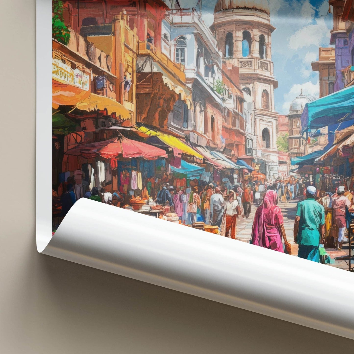 Delhi Poster - India Framed Print - Delhi Old City Bazaar Lounge Decor