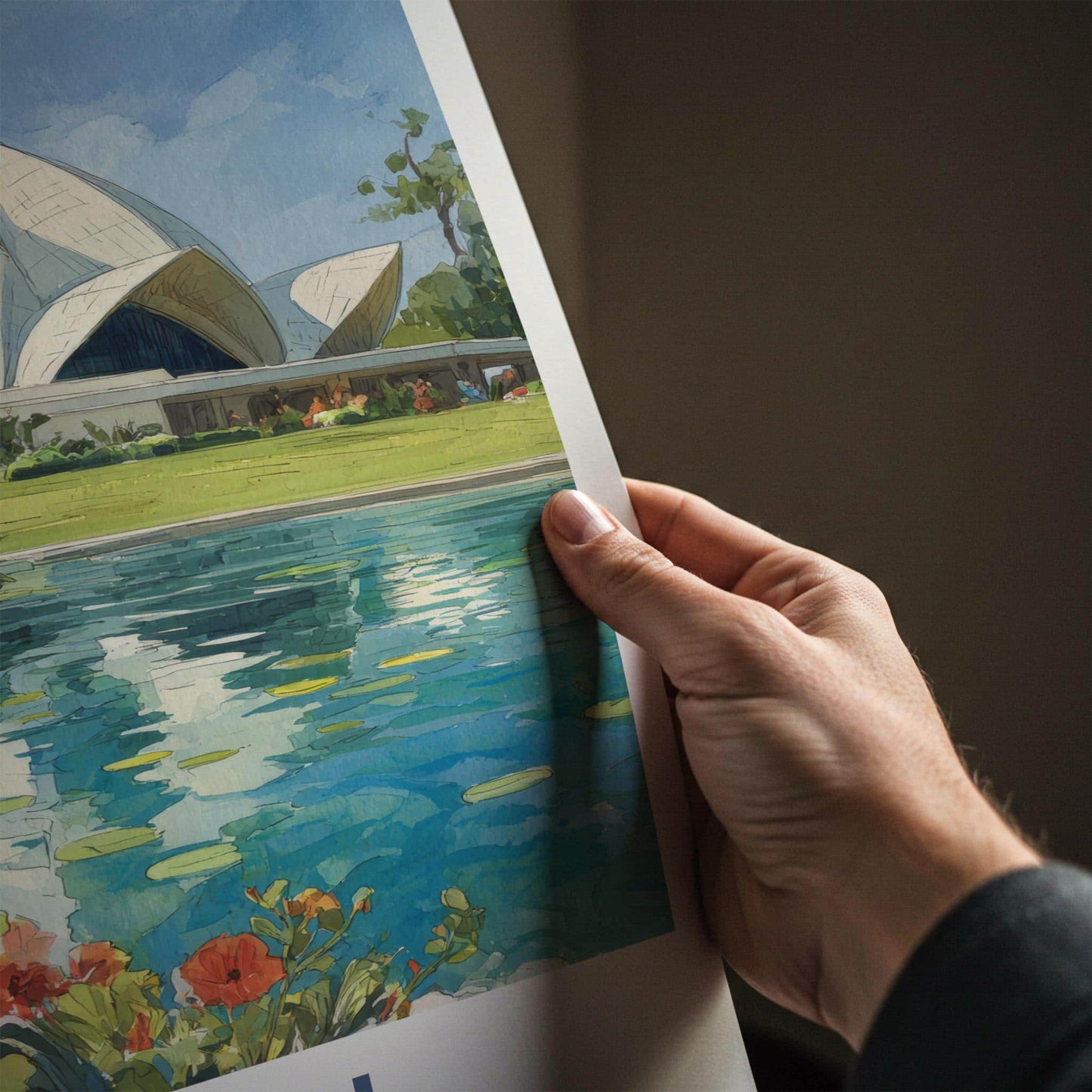 Delhi Poster - India Scenic Art - Delhi Lotus River Wall Decor