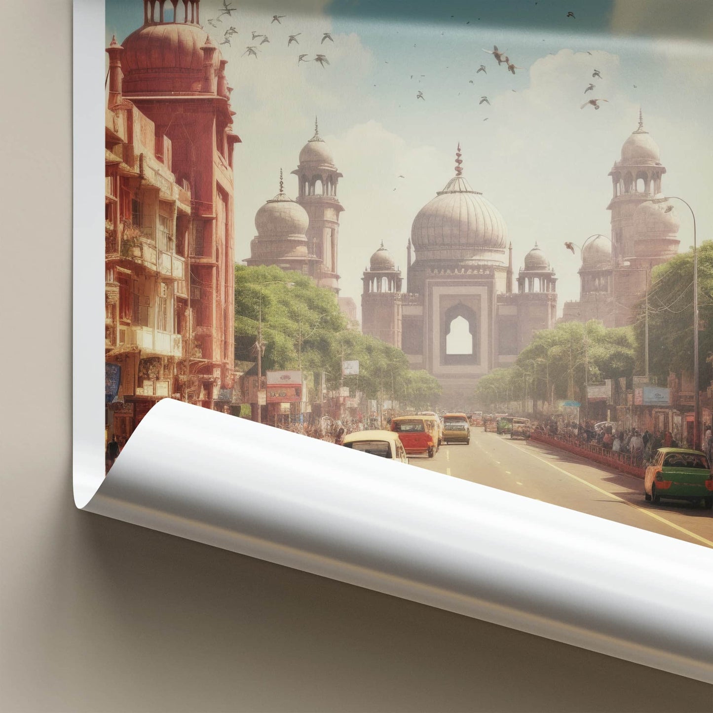 Delhi Poster - India Travel Art - Delhi historic street Home Decor