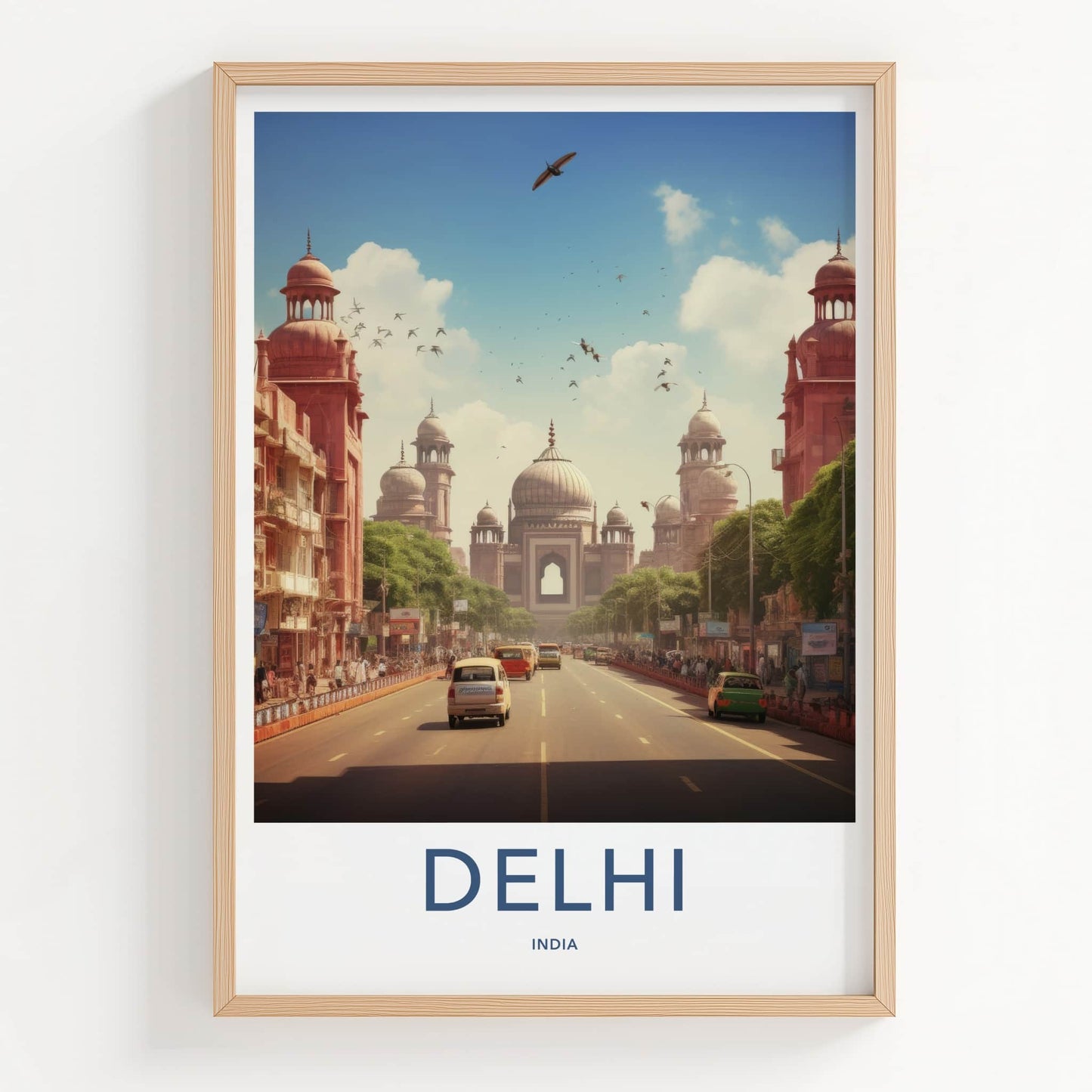 Delhi Poster - India Travel Art - Delhi historic street Home Decor