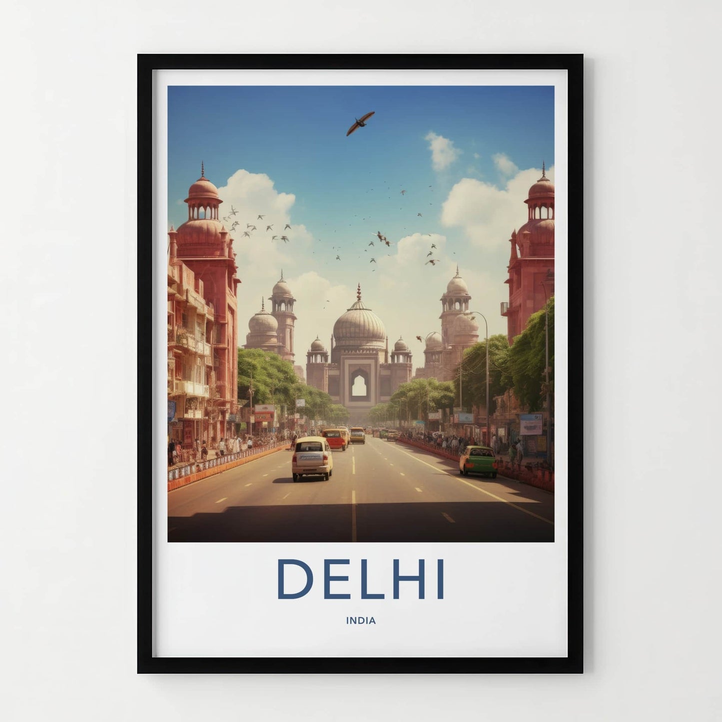 Delhi Poster - India Travel Art - Delhi historic street Home Decor