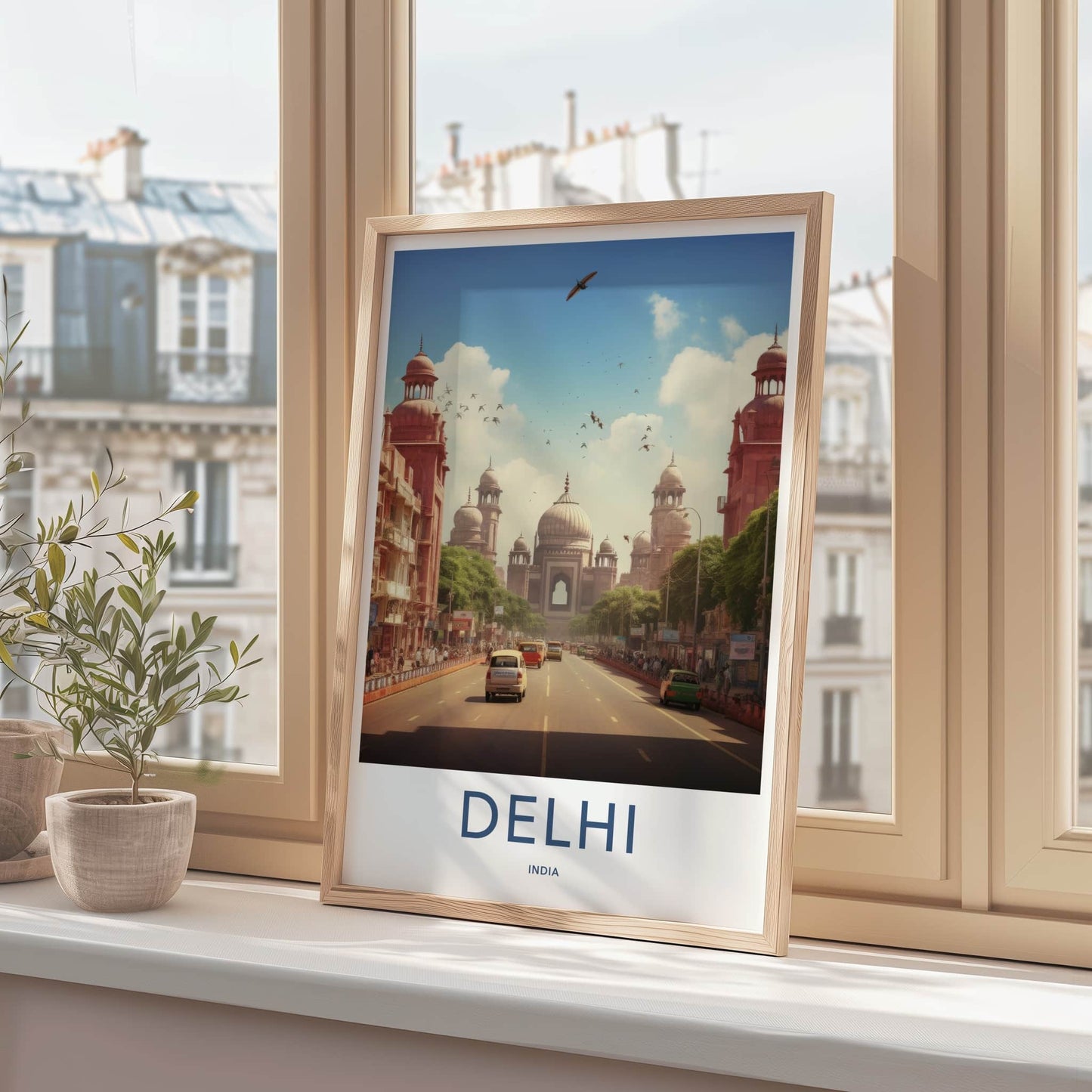 Delhi Poster - India Travel Art - Delhi historic street Home Decor
