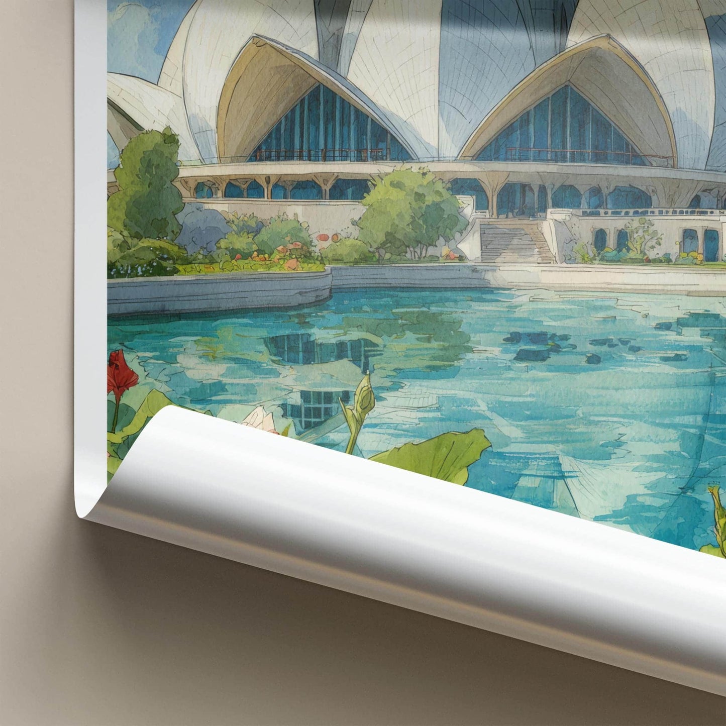 Delhi Poster - India Travel Print - Delhi White Petal Structure Framed Decor