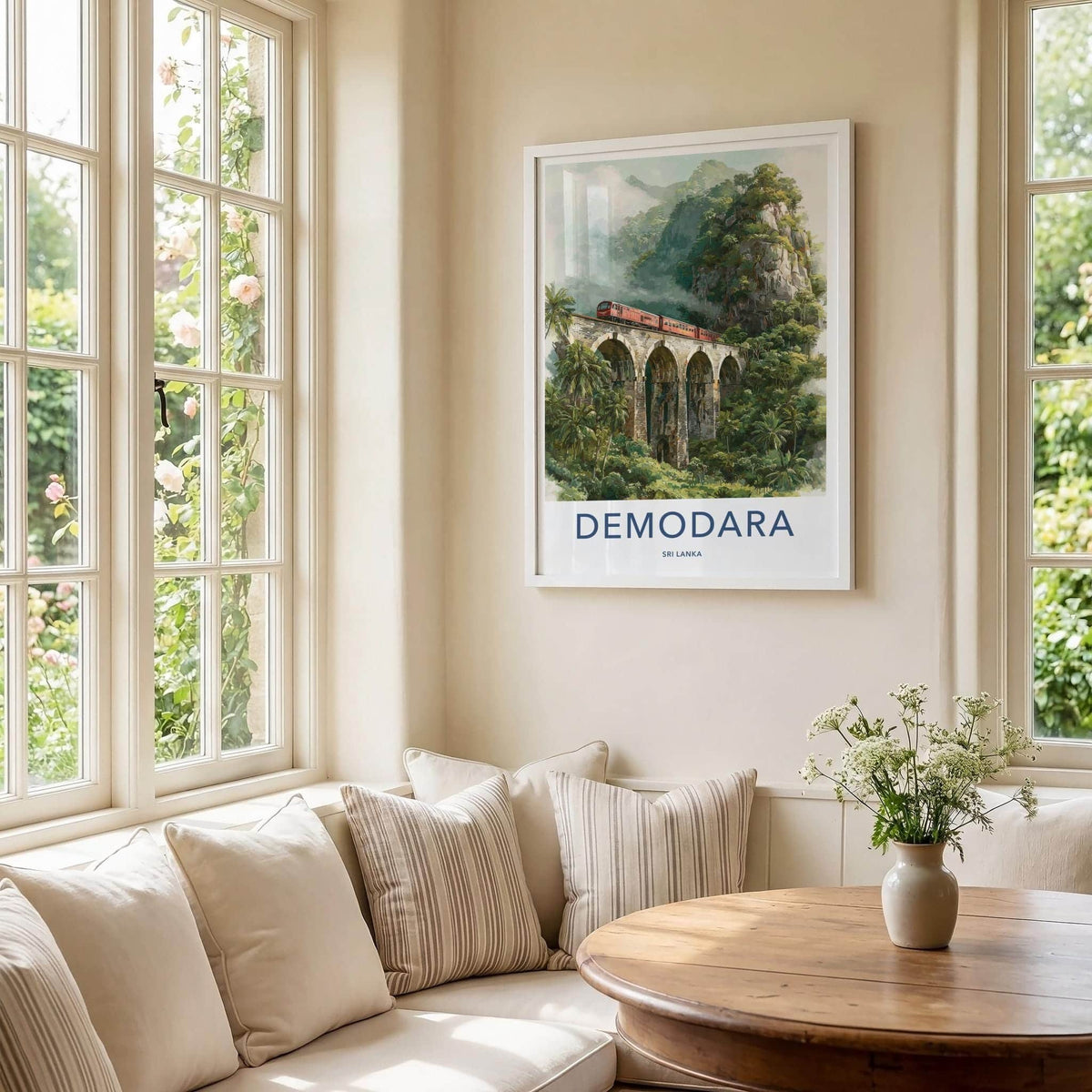 Demodara Poster - Sri Lanka Scenic Art - Misty Jungle Train Home Decor