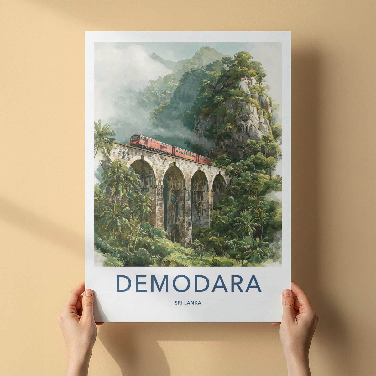 Demodara Poster - Sri Lanka Scenic Art - Misty Jungle Train Home Decor