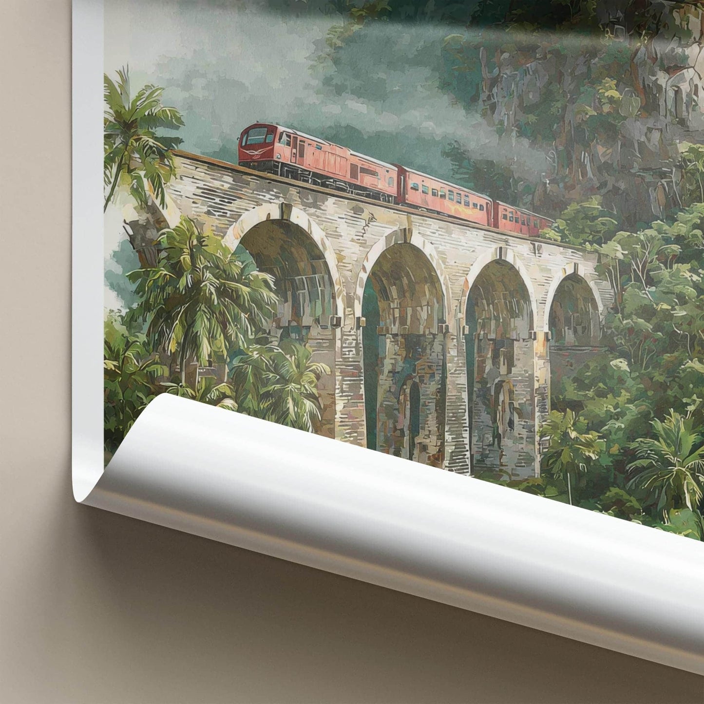 Demodara Poster - Sri Lanka Scenic Art - Misty Jungle Train Home Decor