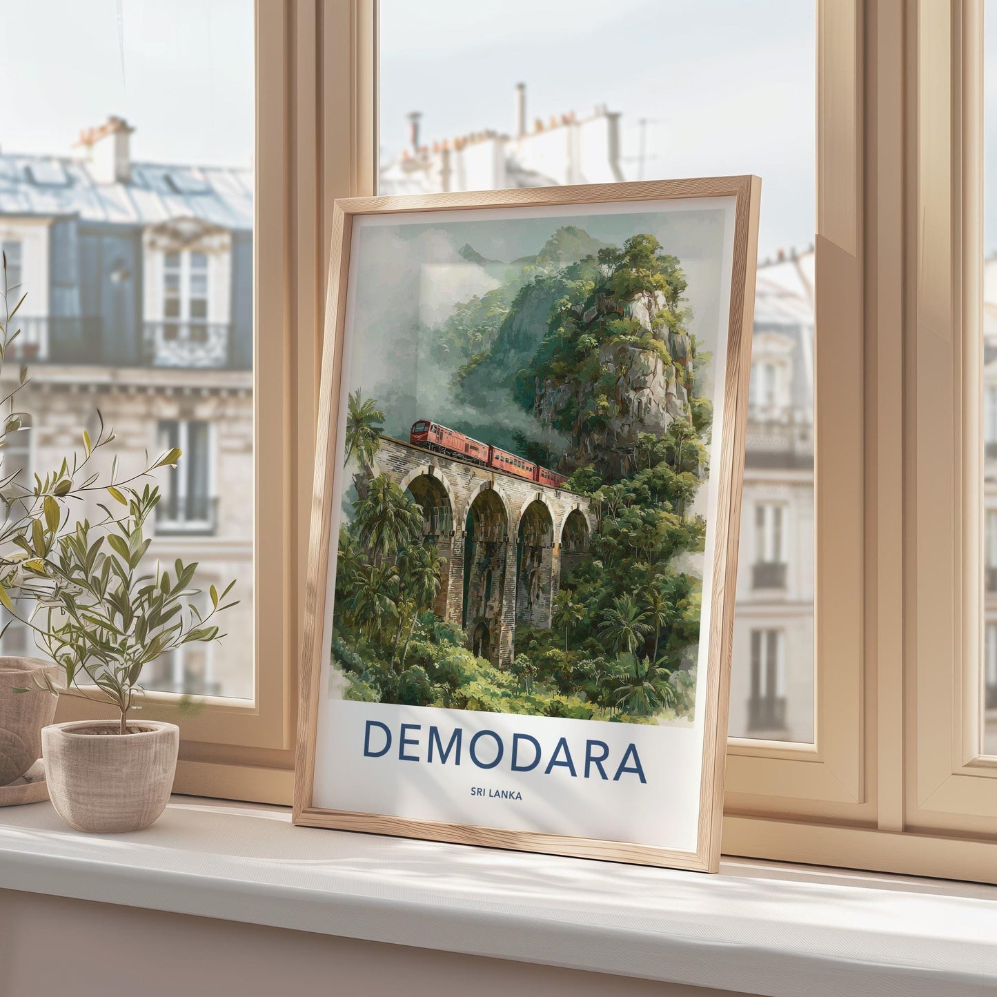Demodara Poster - Sri Lanka Scenic Art - Misty Jungle Train Home Decor