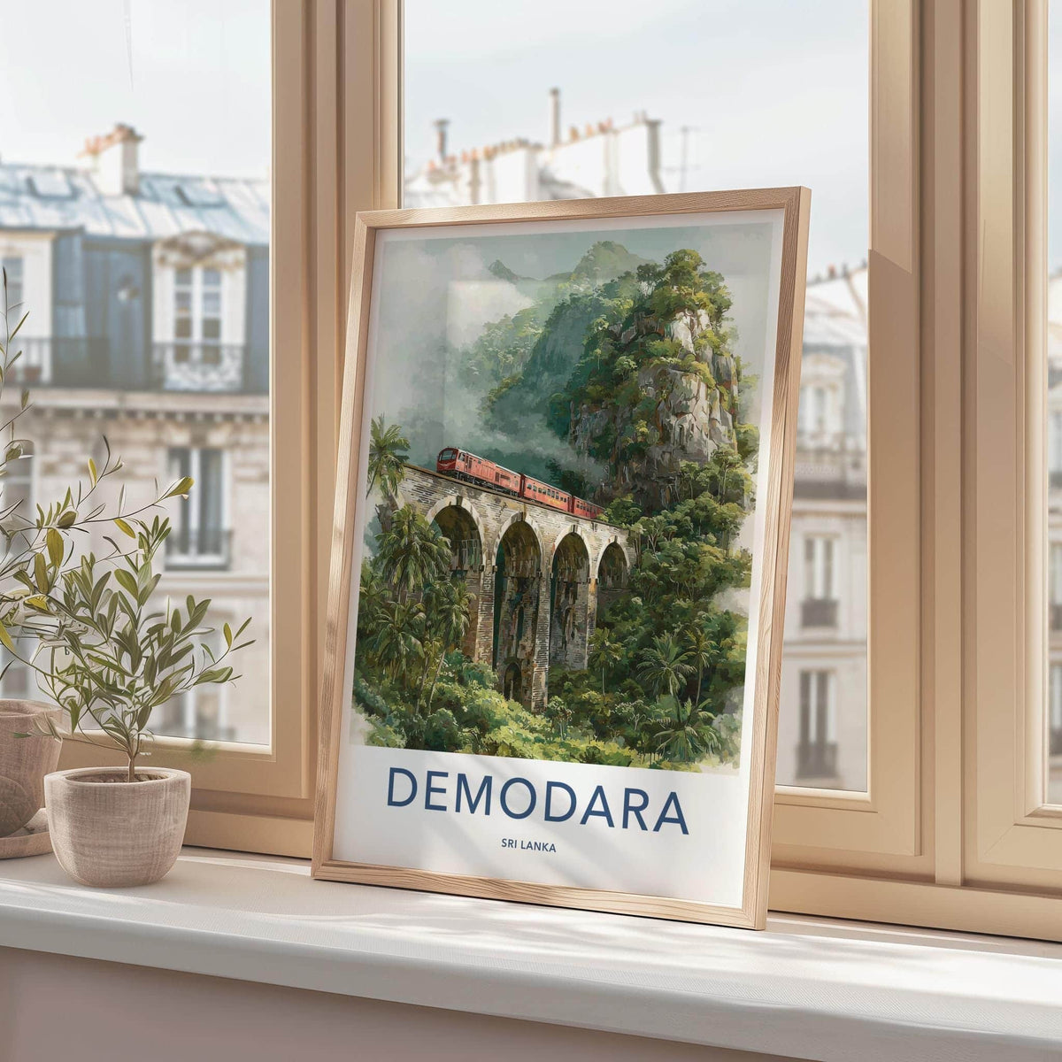 Demodara Poster - Sri Lanka Scenic Art - Misty Jungle Train Home Decor