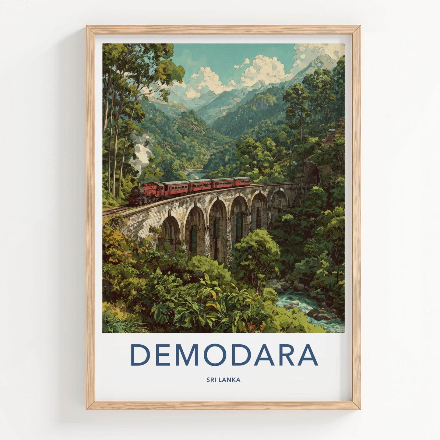 Demodara Poster - Sri Lanka Travel Art - Historic Arch Bridge Wall Decor