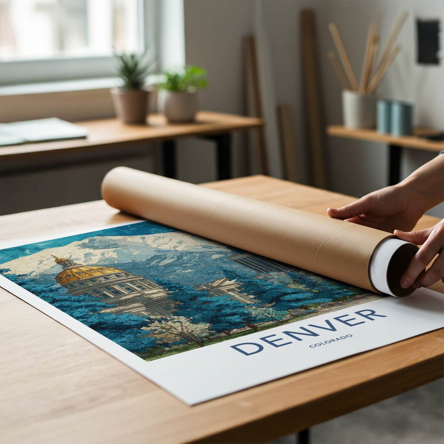 Denver Poster - Colorado Travel Art - Golden Capitol Dome Home Decor