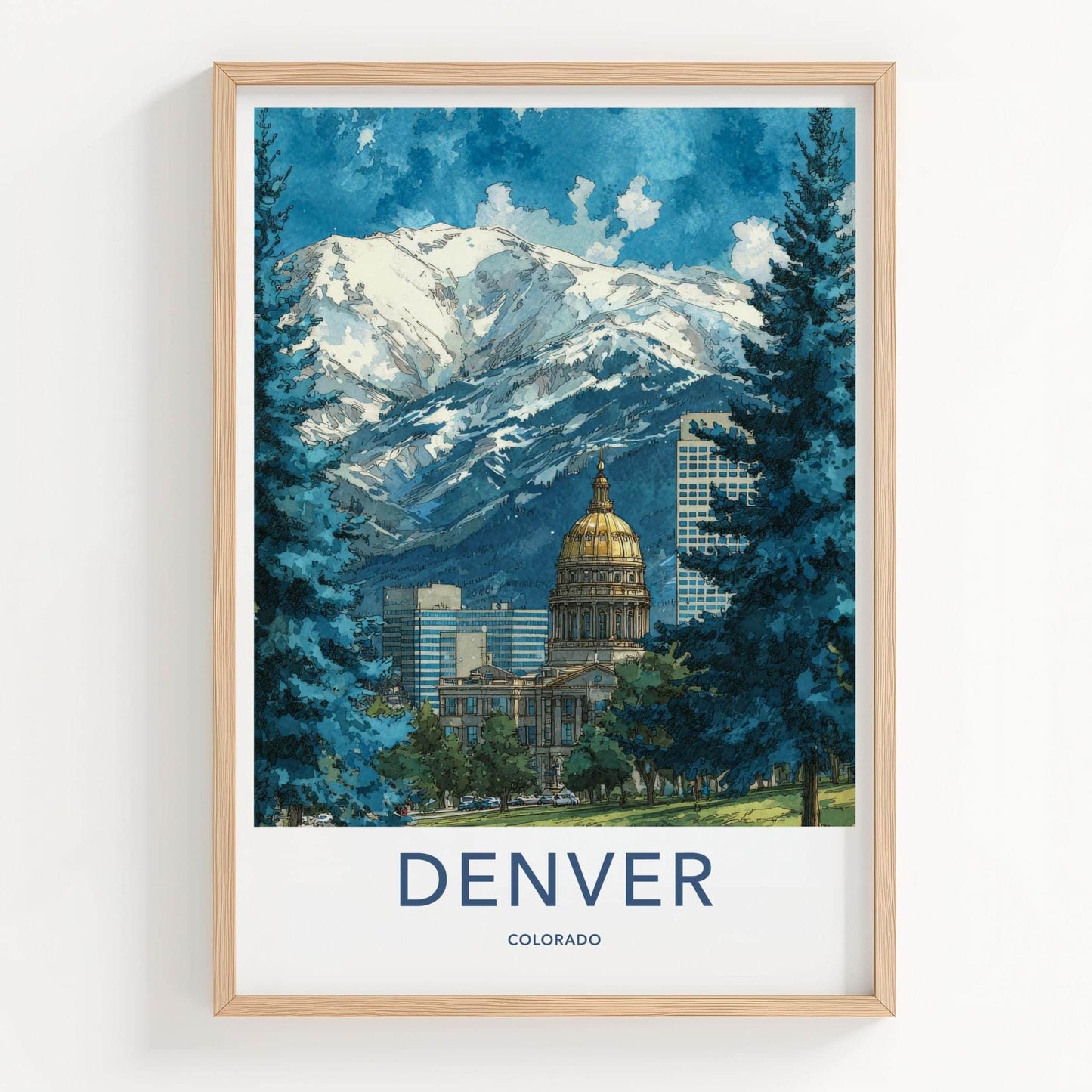 Denver Poster - Colorado Wall Art - Golden Dome Mountains Home Decor