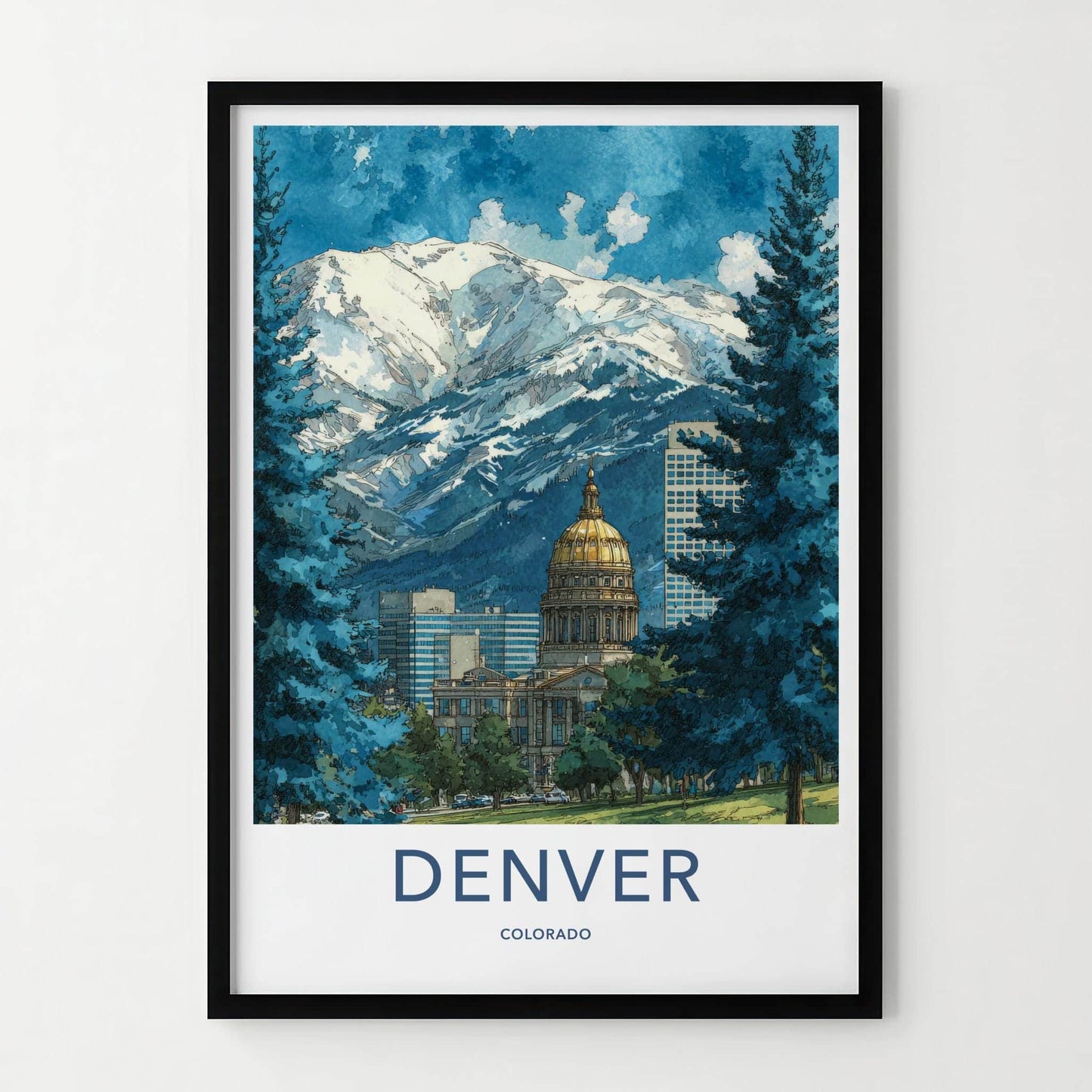 Denver Poster - Colorado Wall Art - Golden Dome Mountains Home Decor