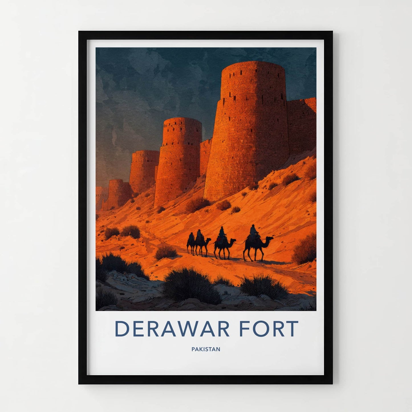 Derawar Fort Poster - Pakistan Desert Camel Riders Home Decor