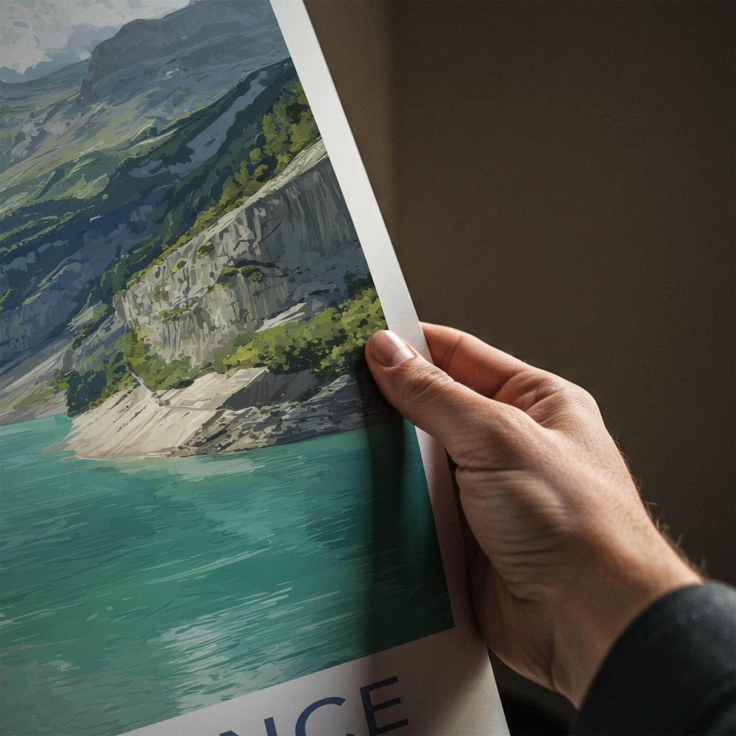 DERBORENCE Poster - Switzerland Scenic Art - Mountainous Valley River Wall Decor