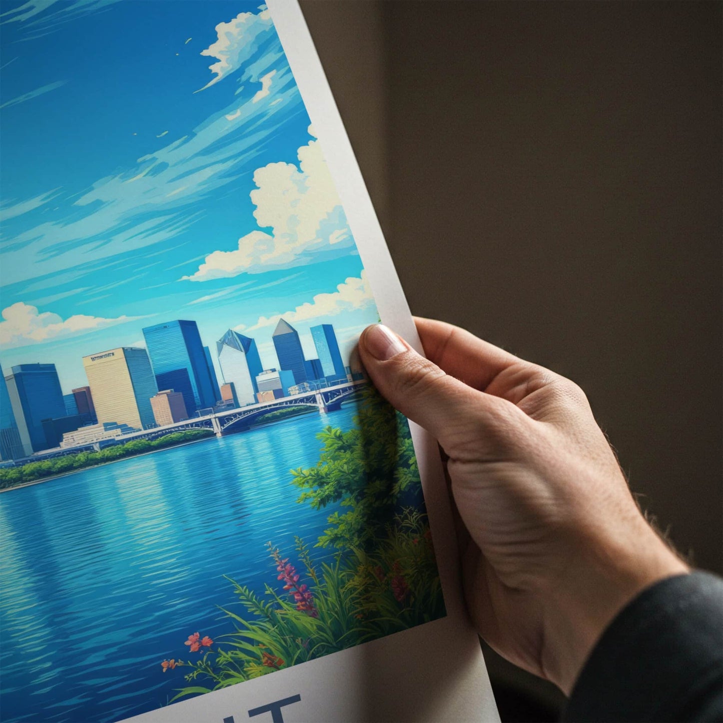Detroit Poster - Michigan Travel Art - Vibrant City River Home Decor