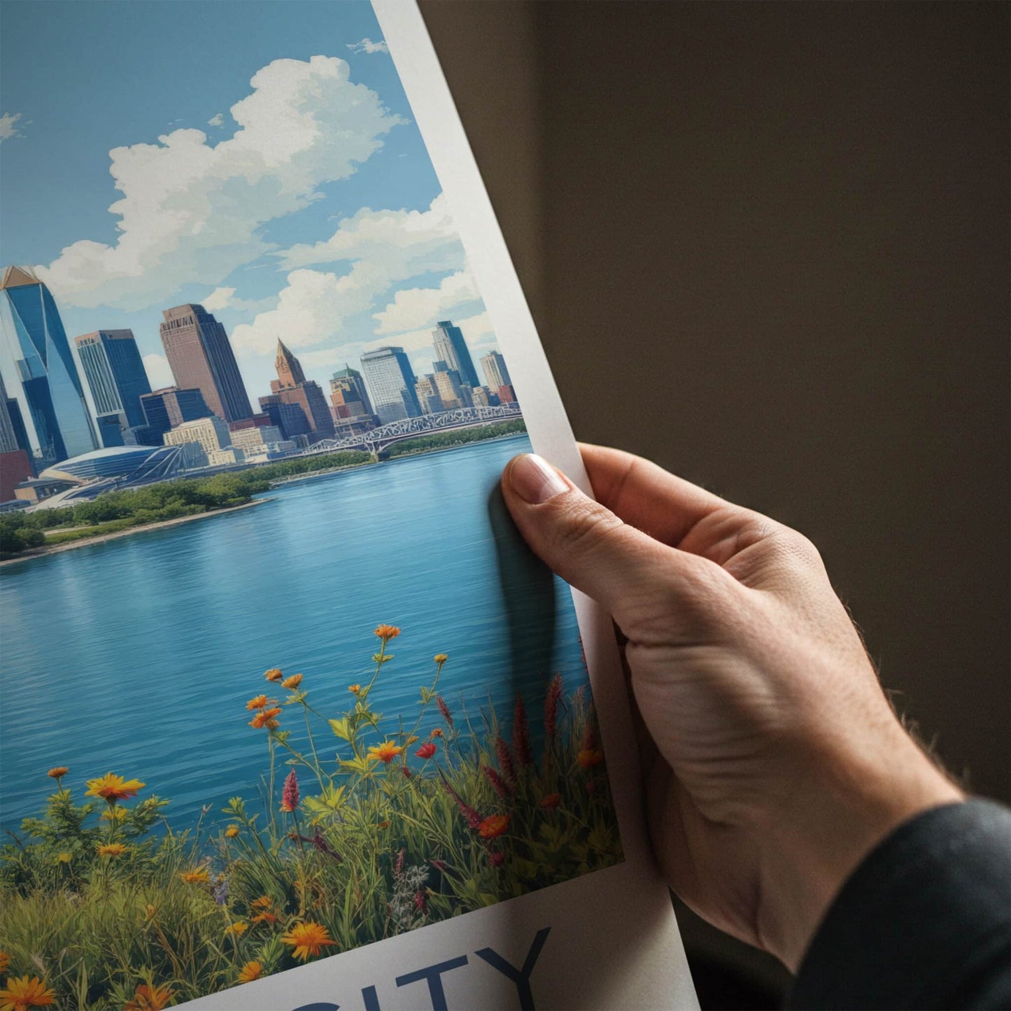 Detroit Poster - Michigan Travel Art - Vibrant Riverside Skyline Home Decor