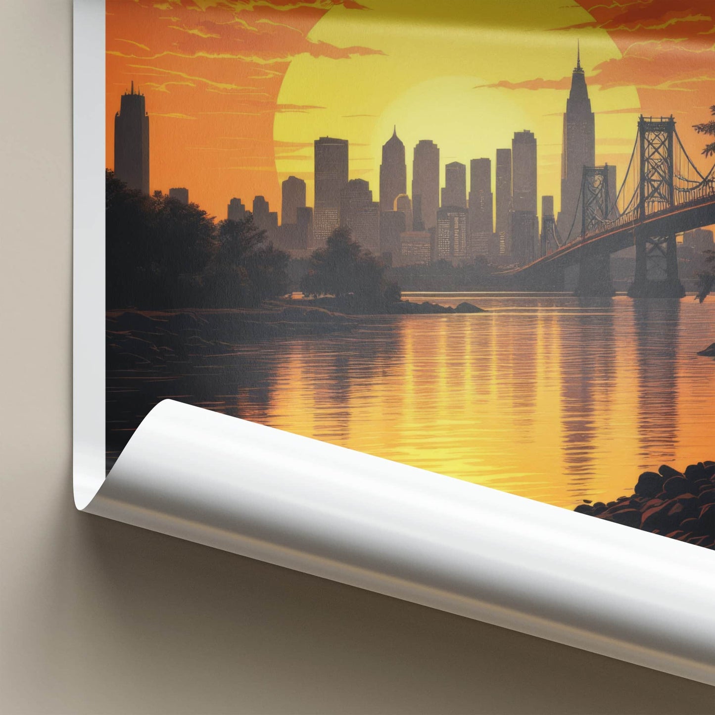 Detroit Poster - Michigan Travel Art - Vibrant Sunset Skyline Home Decor
