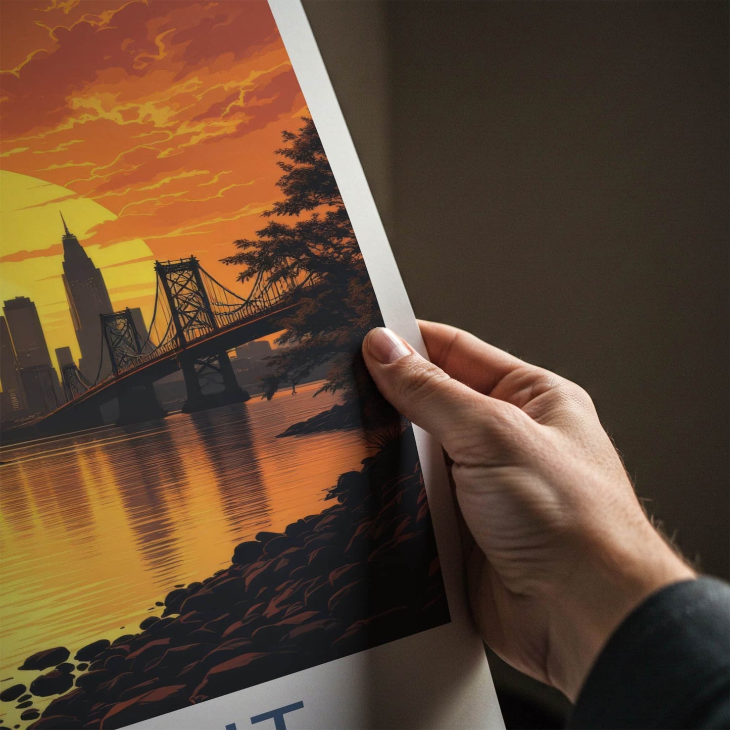 Detroit Poster - Michigan Travel Art - Vibrant Sunset Skyline Home Decor