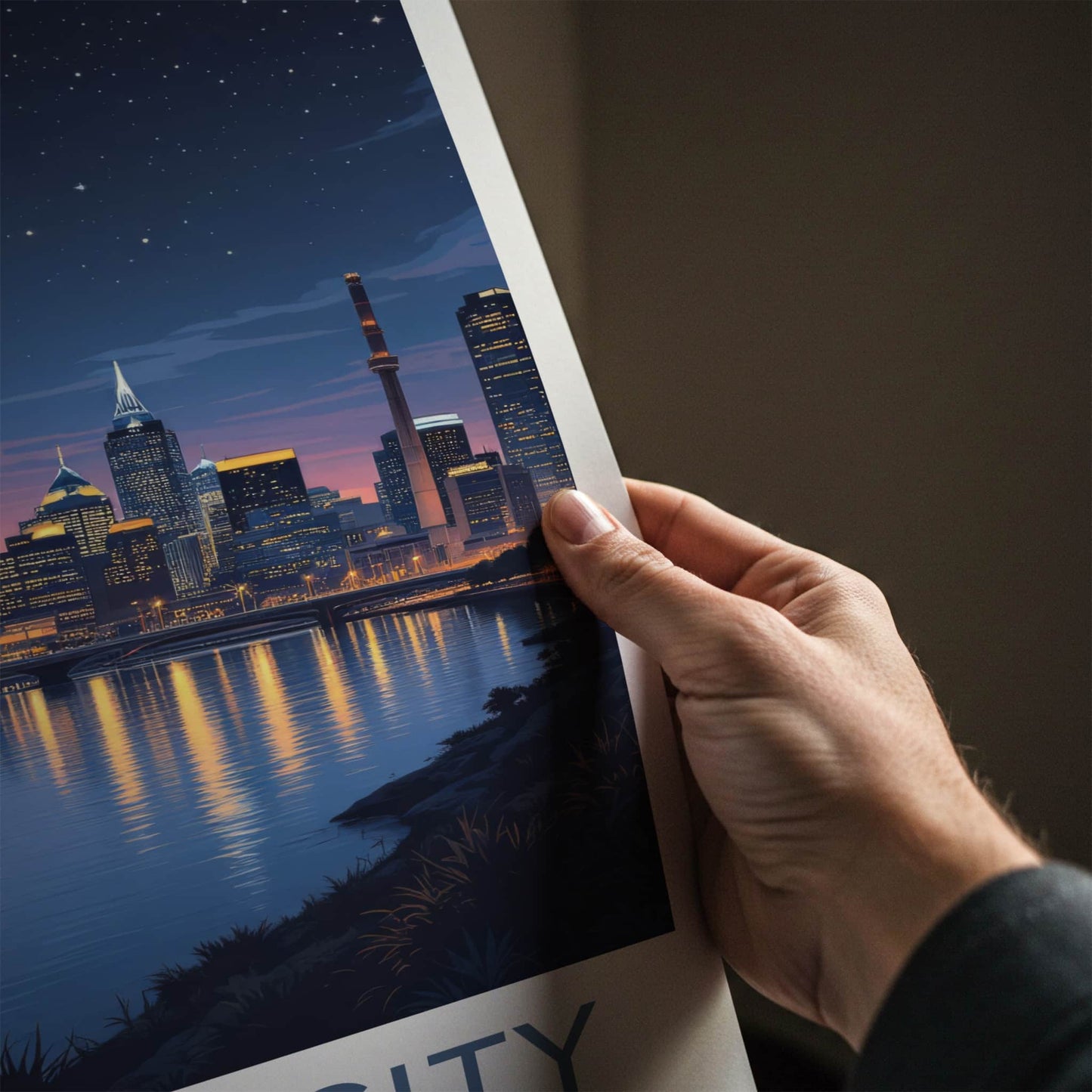 Detroit Poster - Michigan Travel Print - Starry River City Home Decor