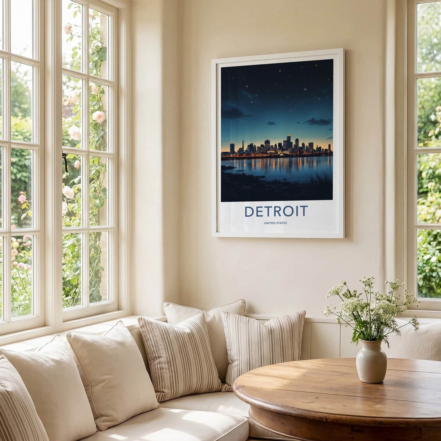 Detroit Poster - Michigan Wall Art - Luminous City Reflections Home Decor