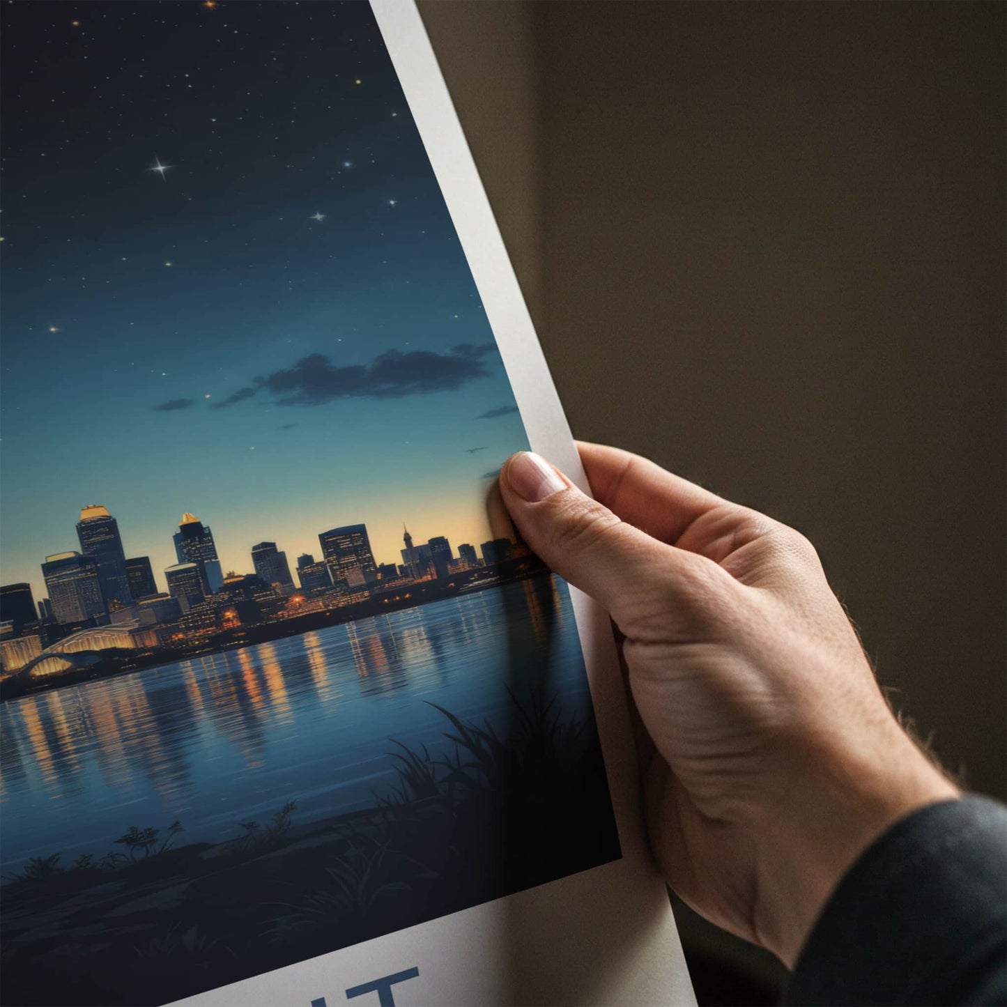 Detroit Poster - Michigan Wall Art - Luminous City Reflections Home Decor