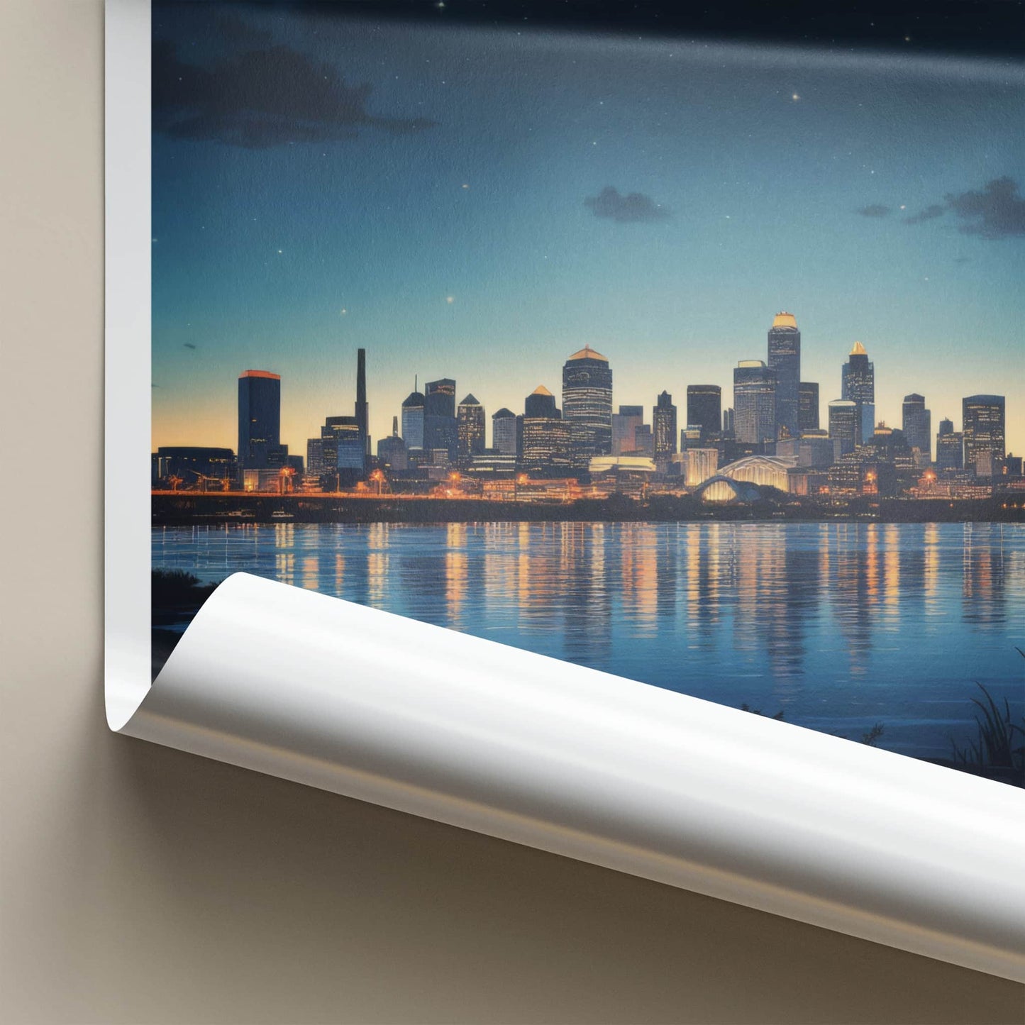 Detroit Poster - Michigan Wall Art - Luminous City Reflections Home Decor