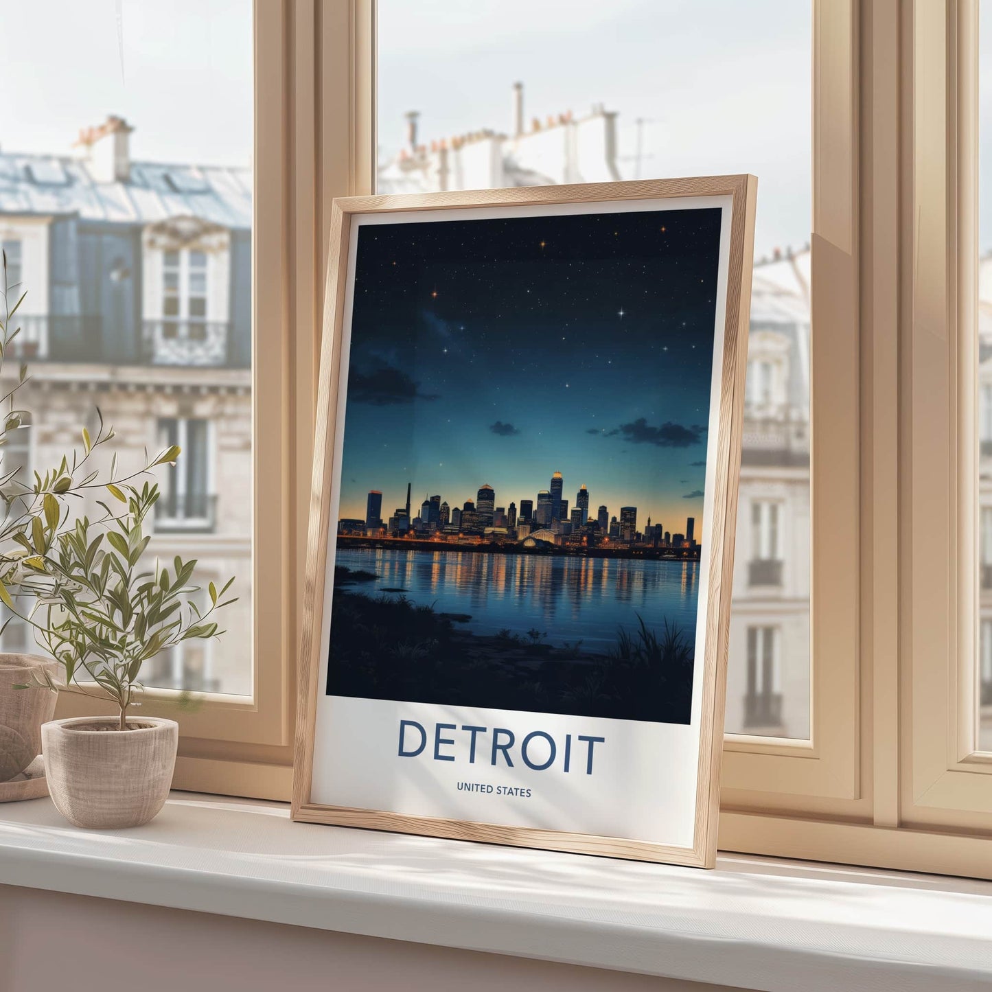 Detroit Poster - Michigan Wall Art - Luminous City Reflections Home Decor