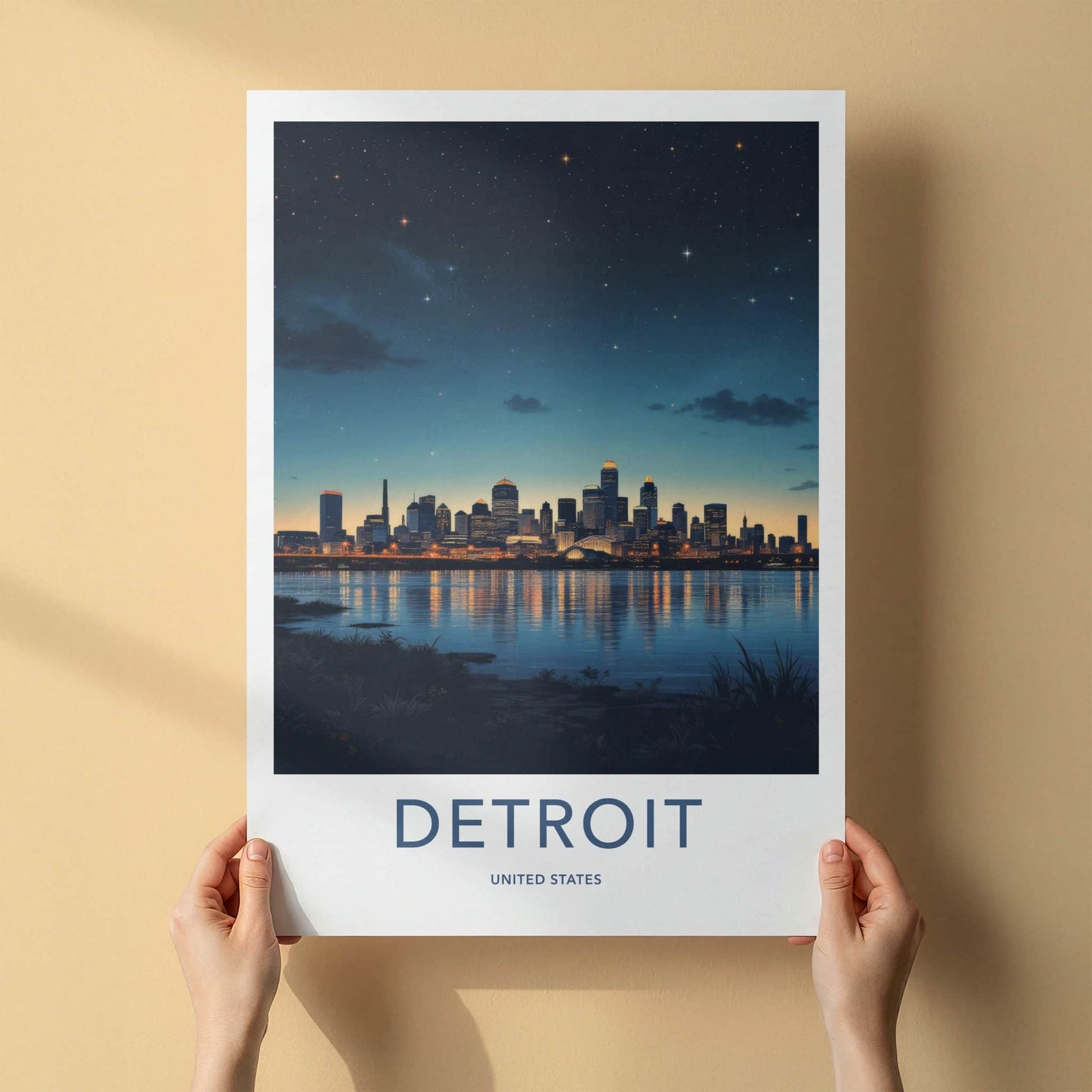Detroit Poster - Michigan Wall Art - Luminous City Reflections Home Decor