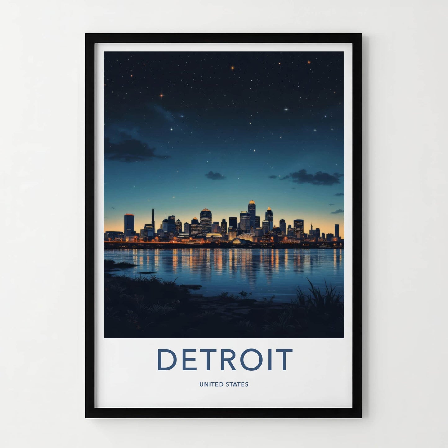Detroit Poster - Michigan Wall Art - Luminous City Reflections Home Decor