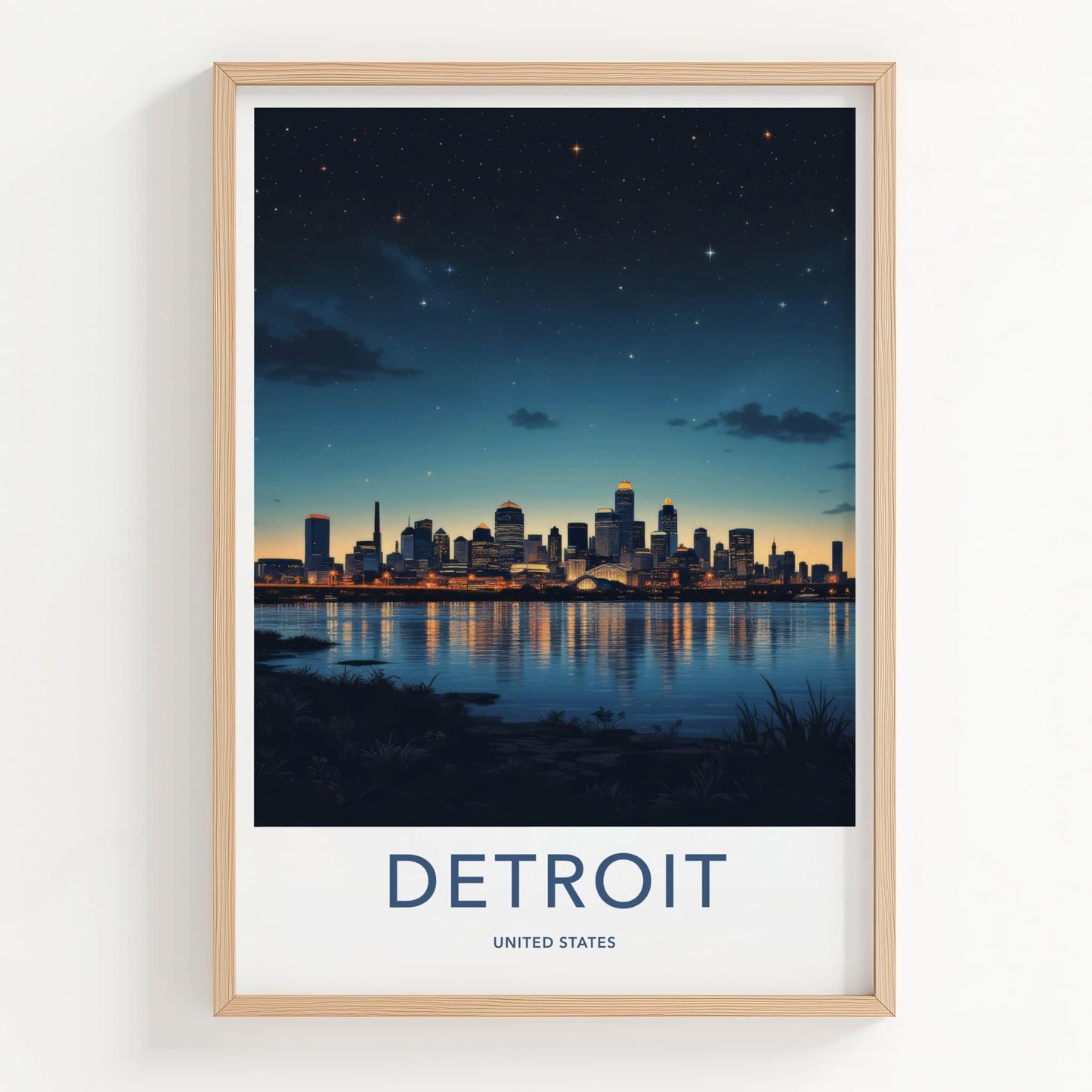 Detroit Poster - Michigan Wall Art - Luminous City Reflections Home Decor