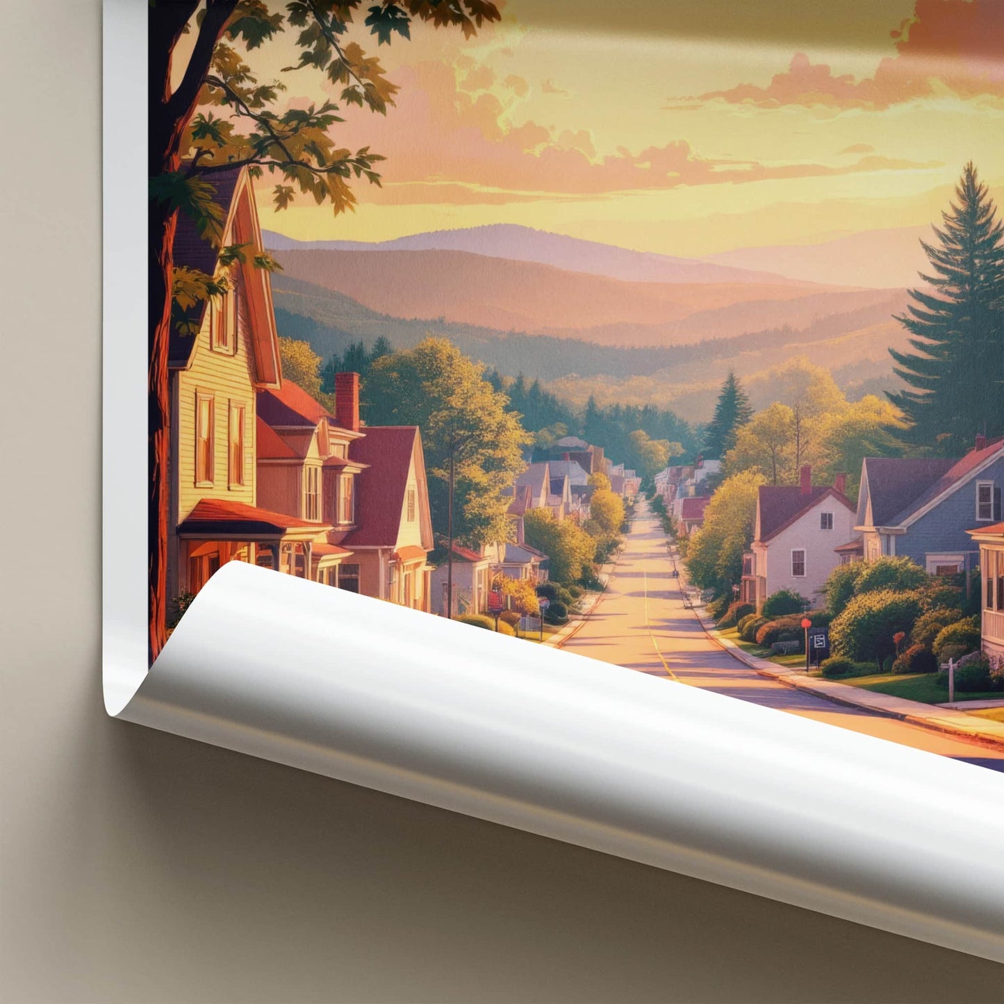 Dexter Poster - Maine Wall Art - Residential Street Sunset Home Decor