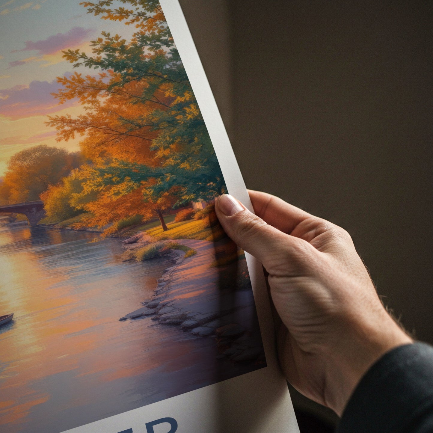 Dexter Poster - Michigan Art Print - Autumn River Scene Home Decor