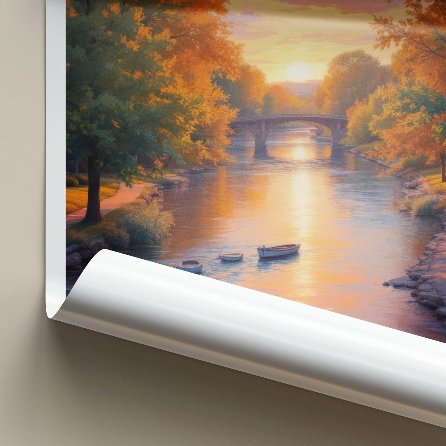 Dexter Poster - Michigan Art Print - Autumn River Scene Home Decor