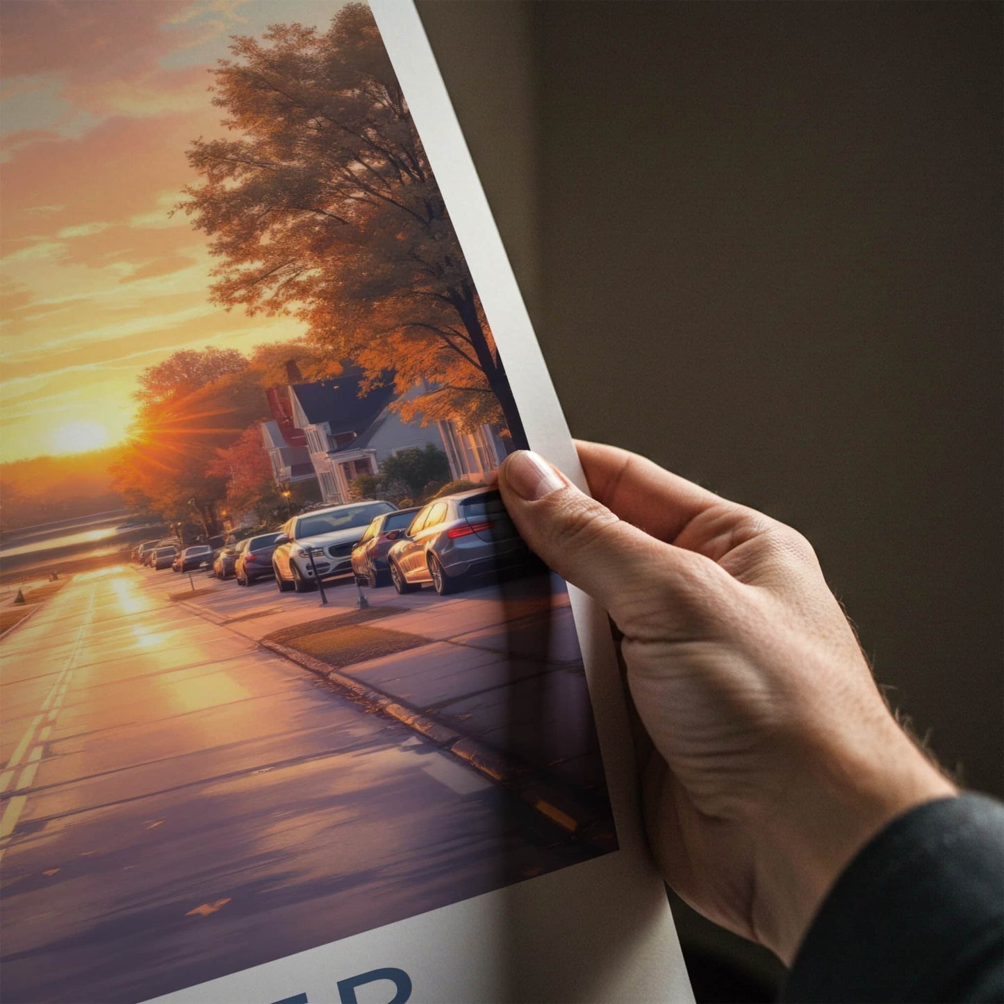 Dexter Poster - Michigan Travel Art - Golden Hour Road Home Decor