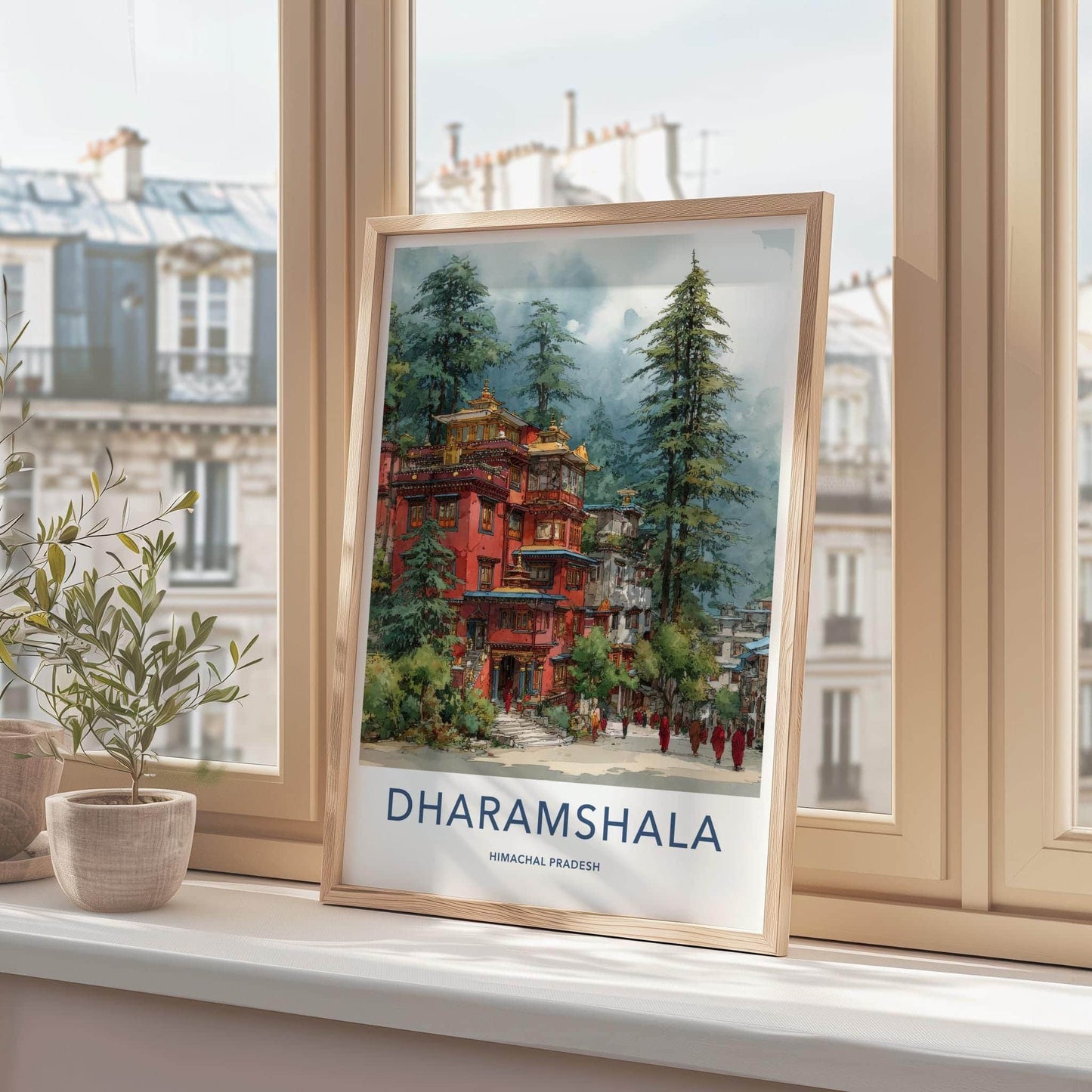 Dharamshala Poster - India Art Print - Himachal Pradesh Monastery Wall Decor