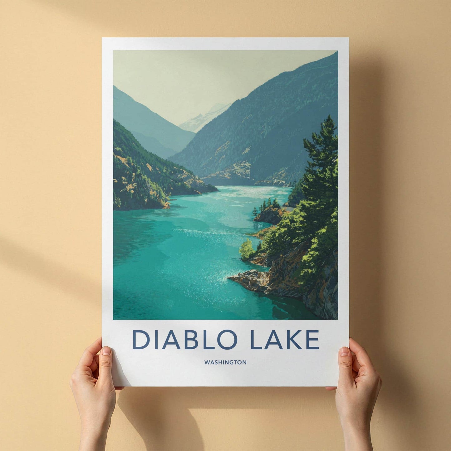 Diablo Lake Poster - Washington Travel Art - Turquoise Alpine Lake Room Decor