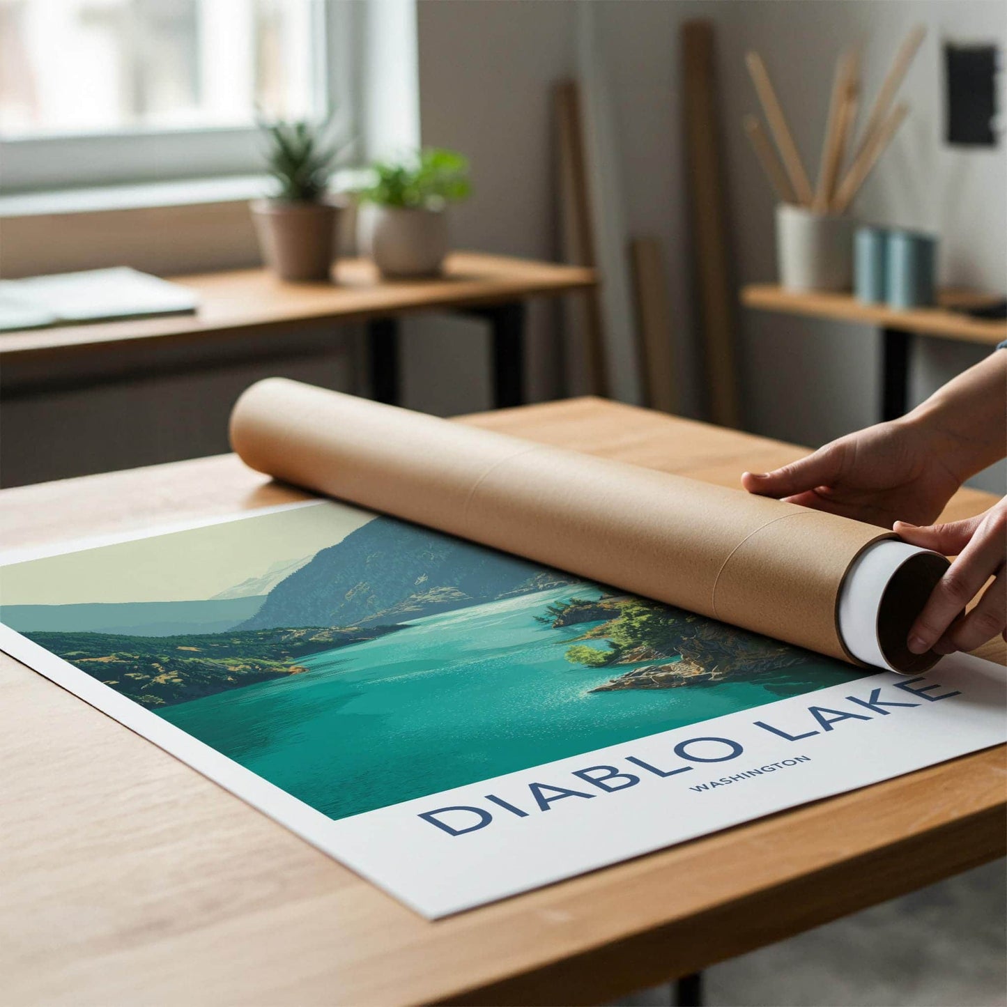 Diablo Lake Poster - Washington Travel Art - Turquoise Alpine Lake Room Decor