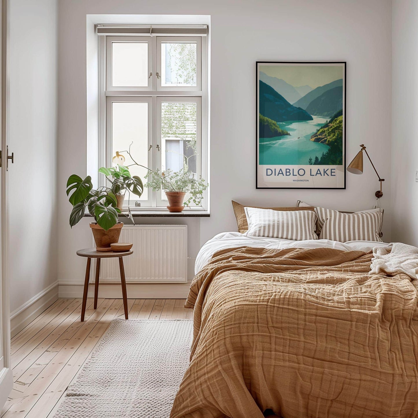 Diablo Lake Poster - Washington Wall Art - Mountain Lake Boat Home Decor