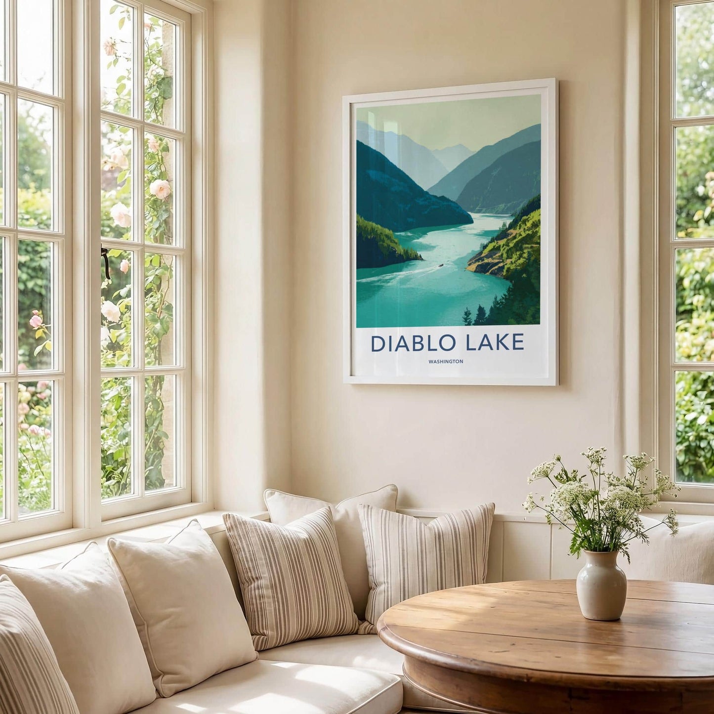 Diablo Lake Poster - Washington Wall Art - Mountain Lake Boat Home Decor