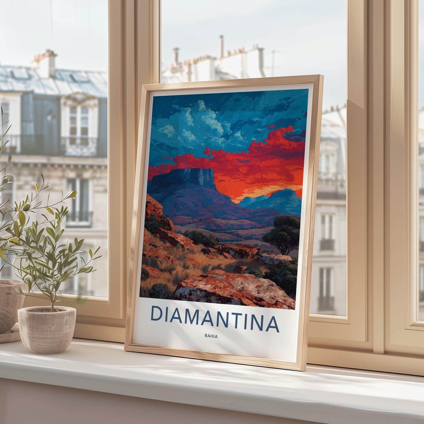 Diamantina Poster - Brazil Travel Art - Textured Plateau Landscape Wall Decor