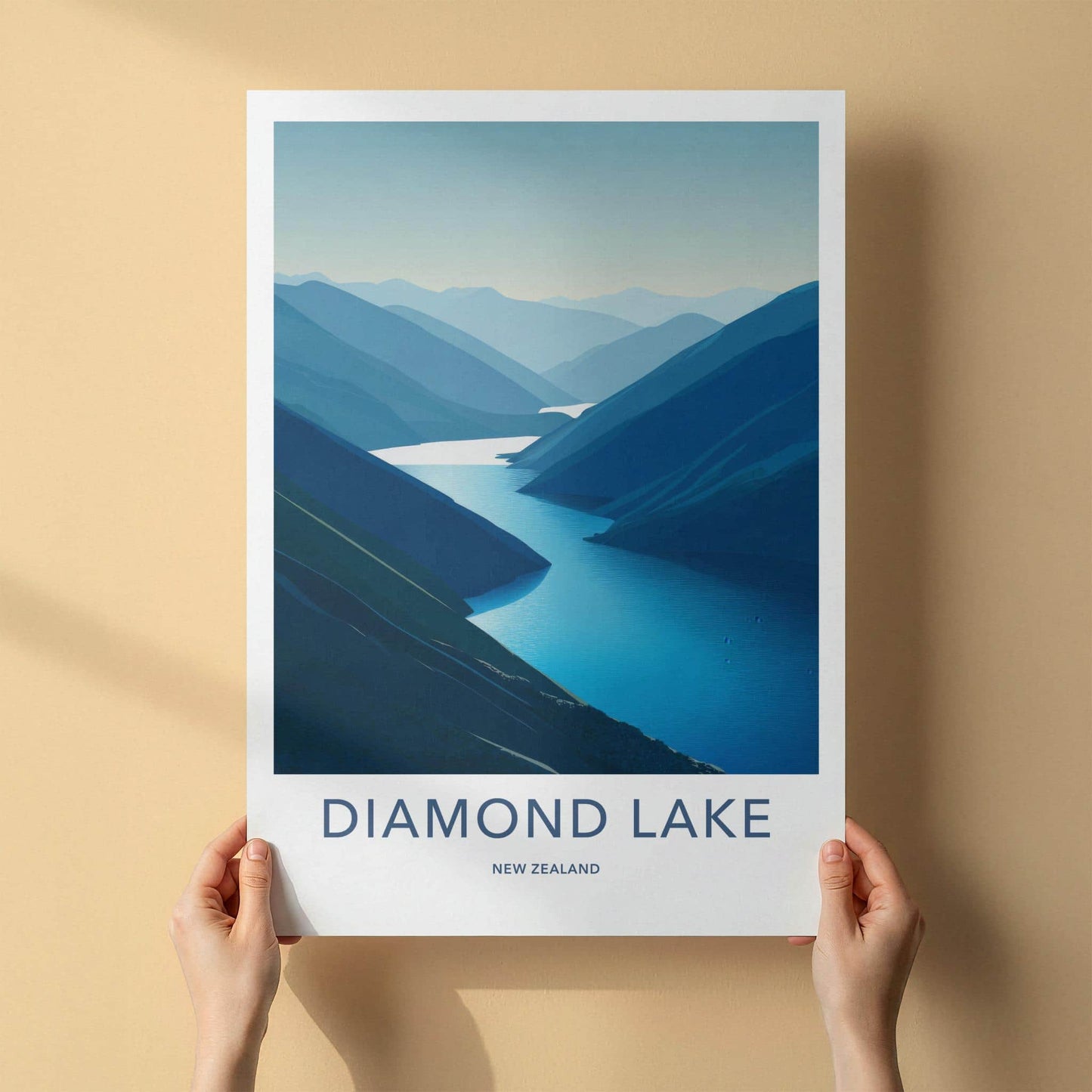 Diamond Lake Poster - New Zealand Travel Art - Lake Scene Wall Decor