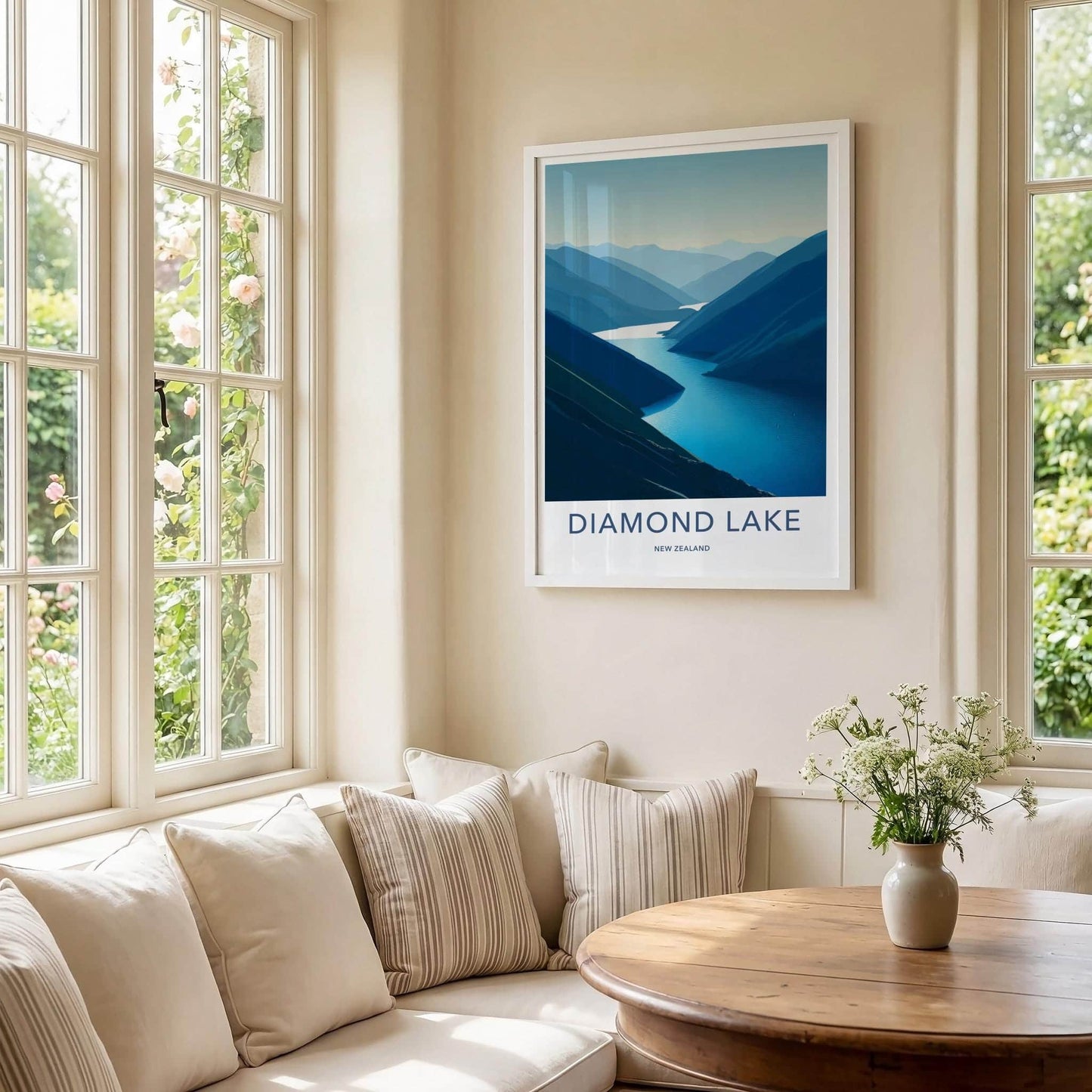 Diamond Lake Poster - New Zealand Travel Art - Lake Scene Wall Decor