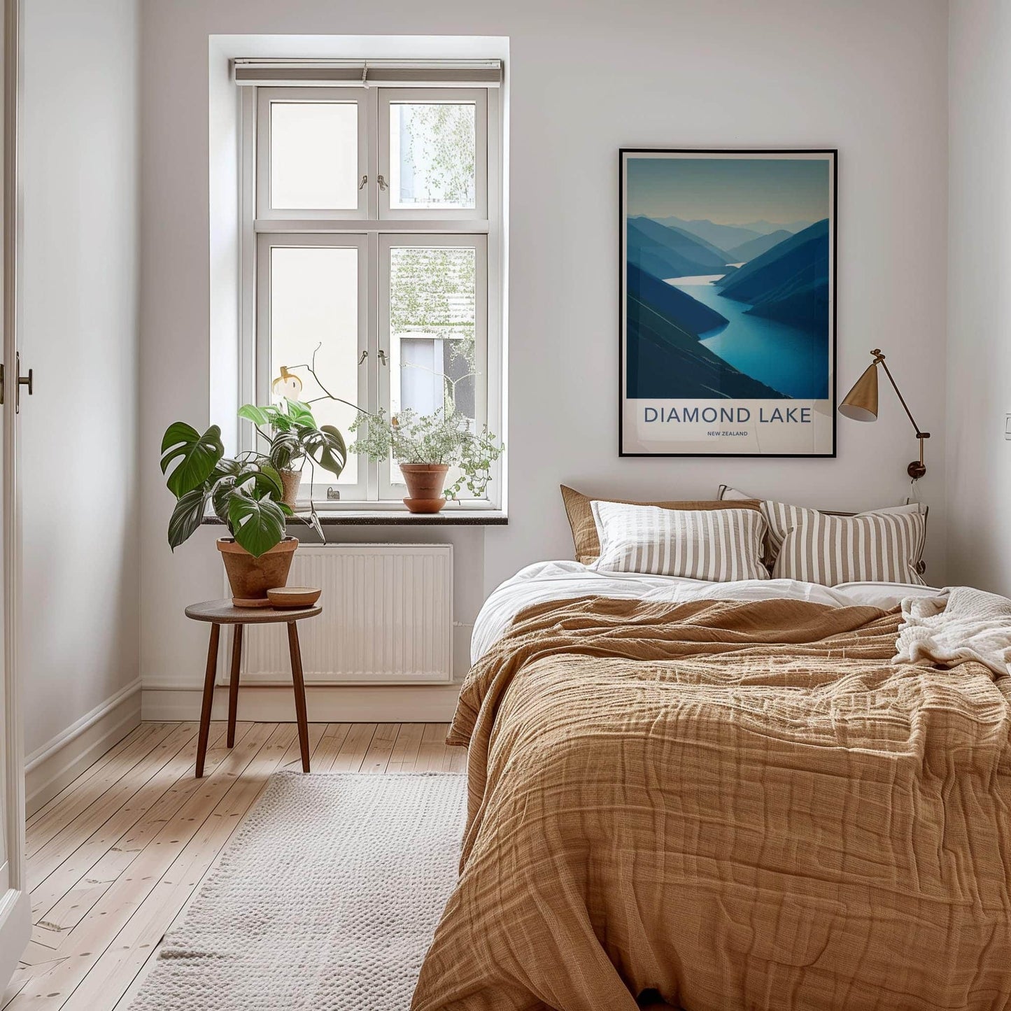 Diamond Lake Poster - New Zealand Travel Art - Lake Scene Wall Decor