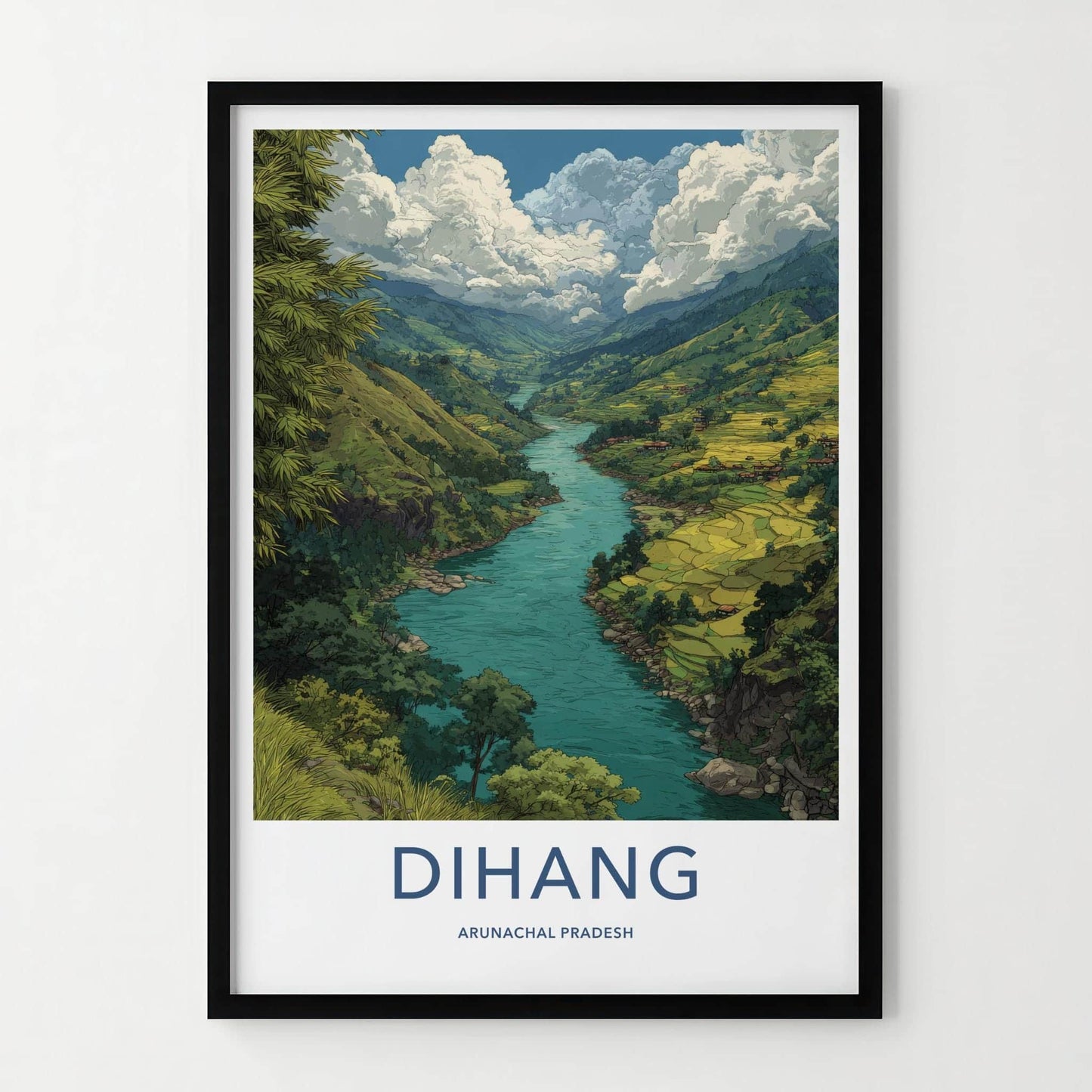 Dihang Poster - India Travel Art - Arunachal Pradesh Valley Wall Decor