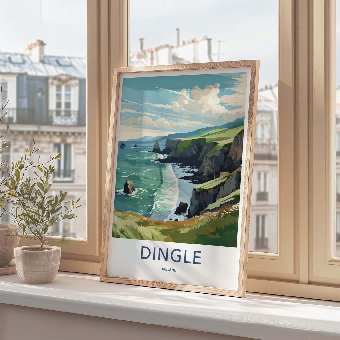 Dingle Poster - Ireland Travel Art - Rugged Cliffs Ocean Wall Decor