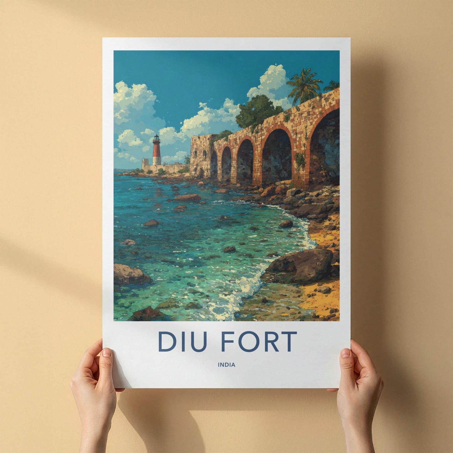 Diu Fort Poster - India Art Print - Diu Coastal Fort Arches Wall Decor