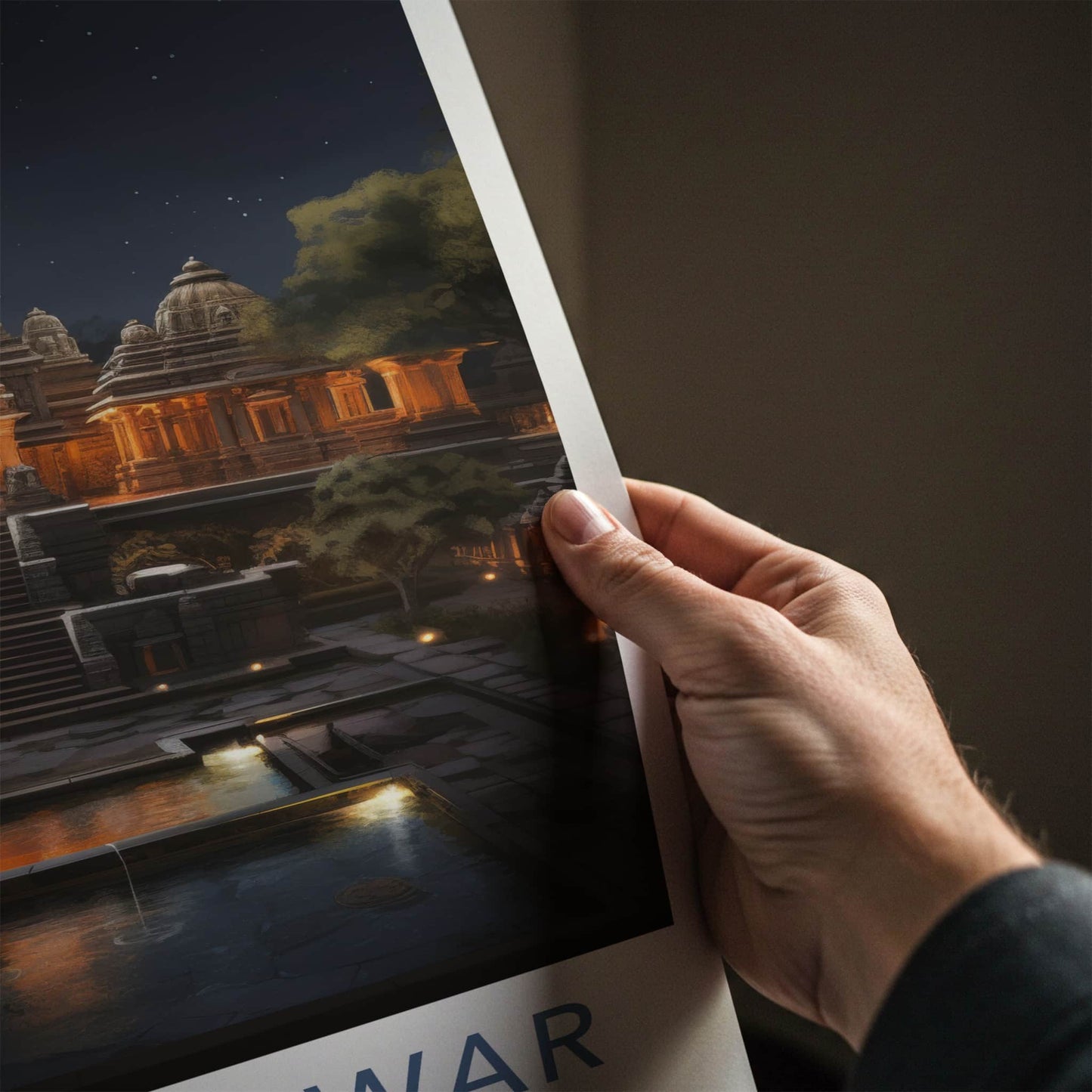 Diu Poster - India Wall Art - Diu Lit Stone Temple Home Decor
